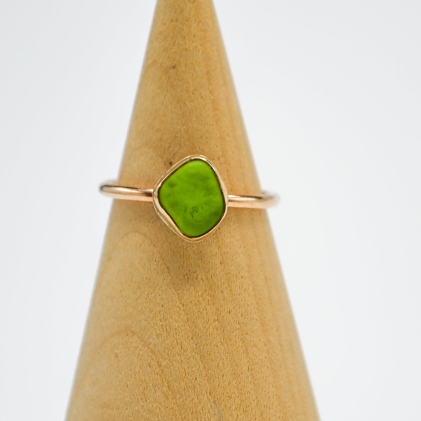 Gold fill lime sea glass size 7