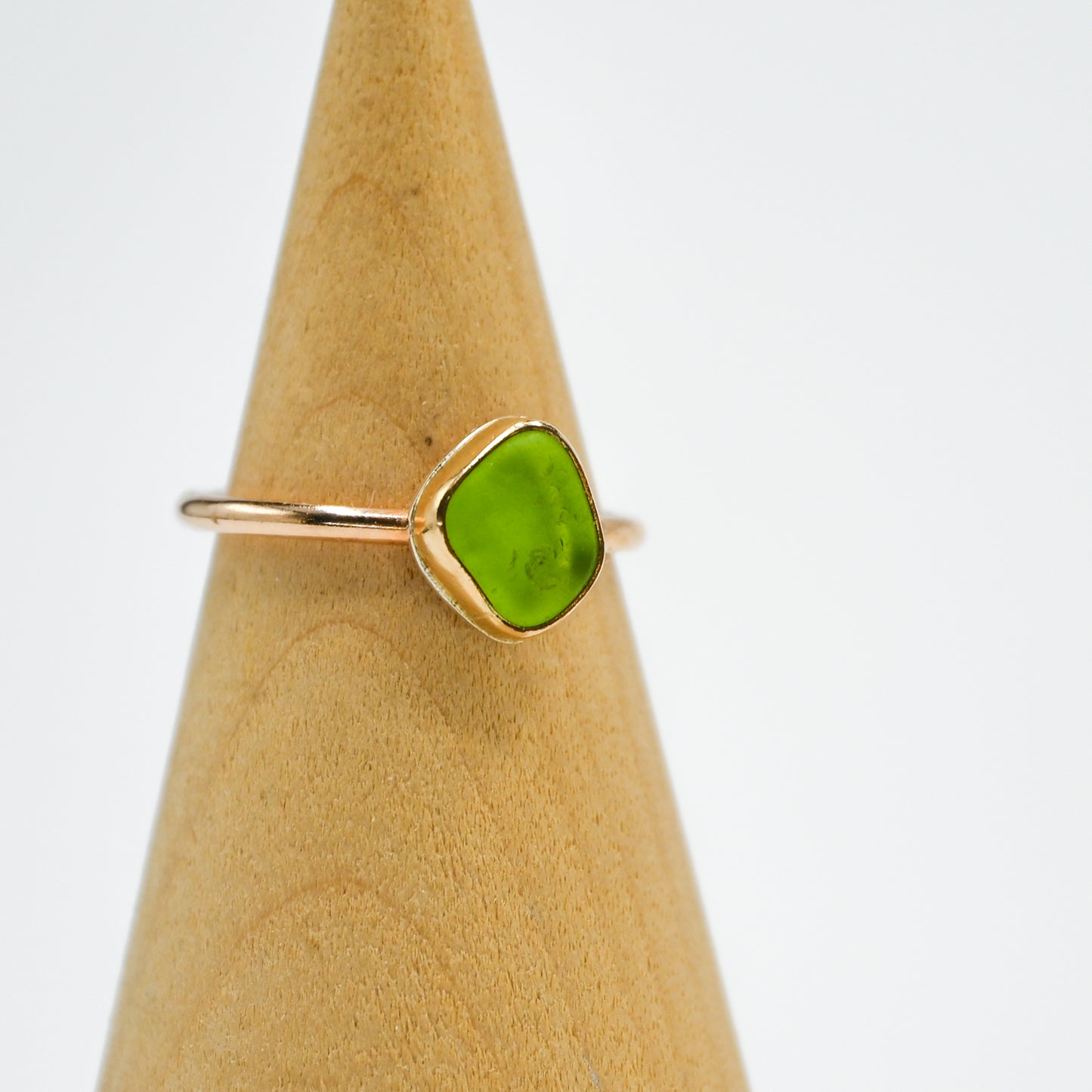 Gold fill lime sea glass size 7