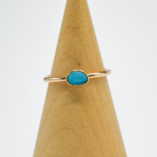 Gold fill bright turquoise sea glass size 7