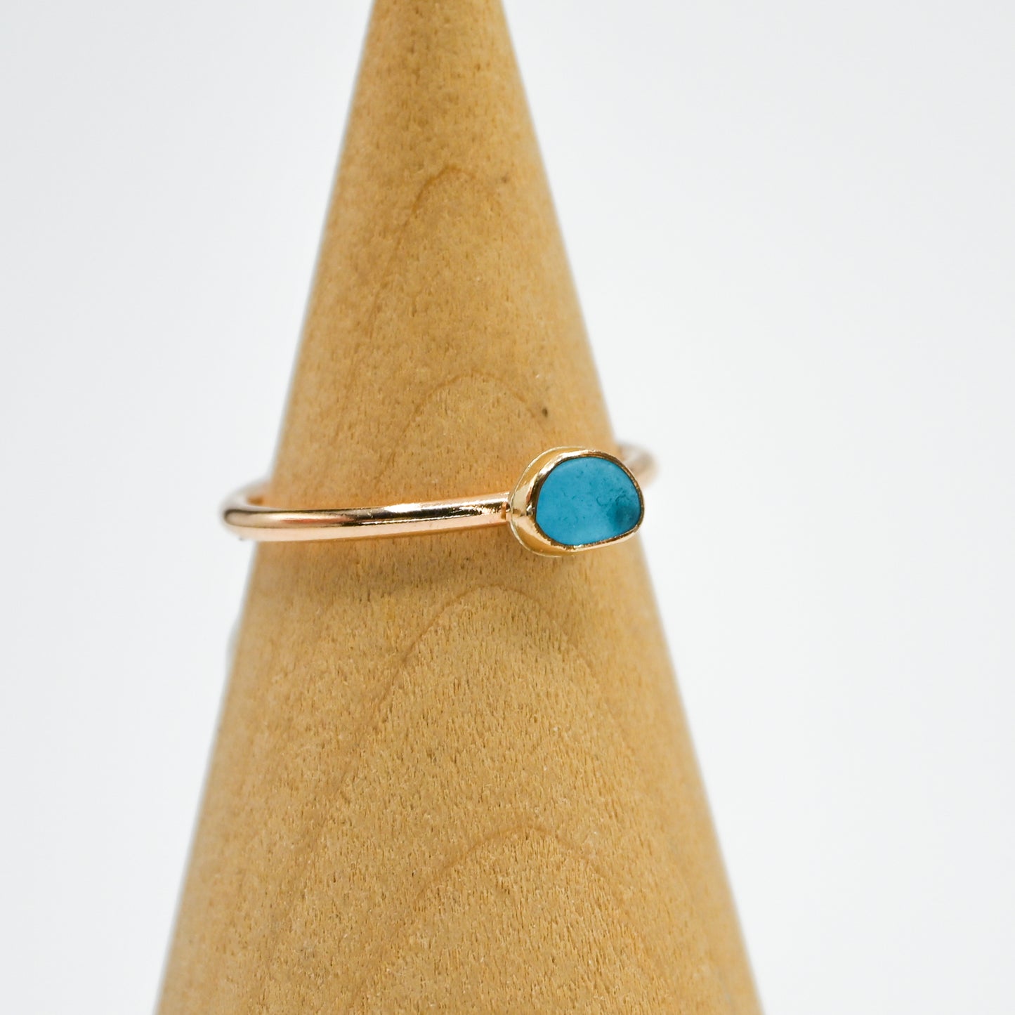 Gold fill bright turquoise sea glass size 7
