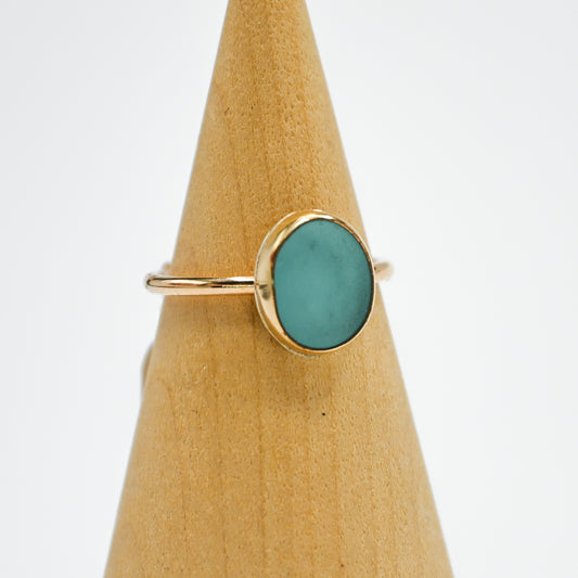 Gold fill aqua sea glass size 7