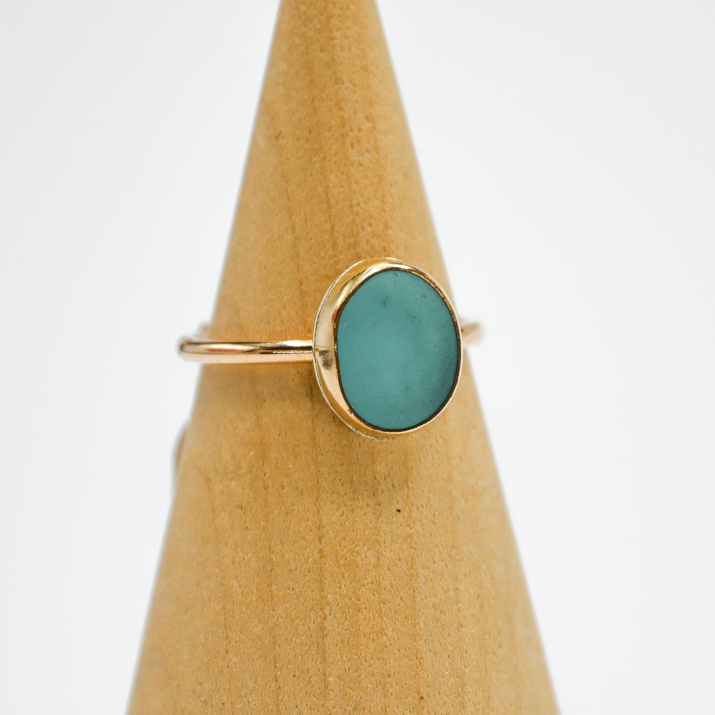 Gold fill aqua sea glass size 7
