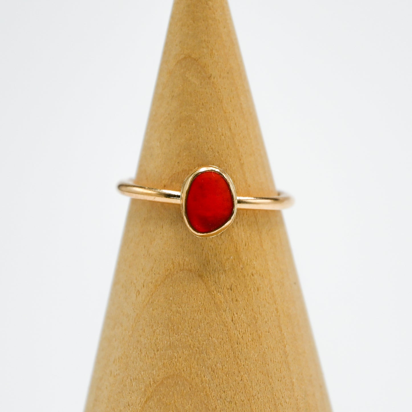 Gold fill rare bright red sea glass size 7.25