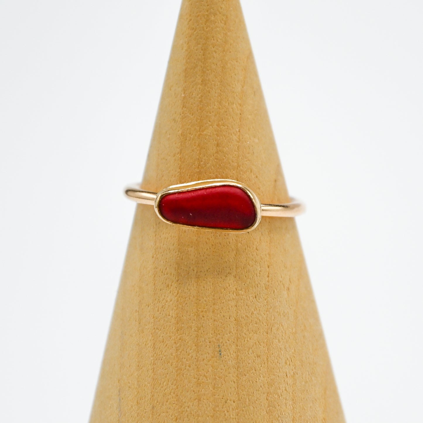 Gold fill red sea glass horizontal size 7.5