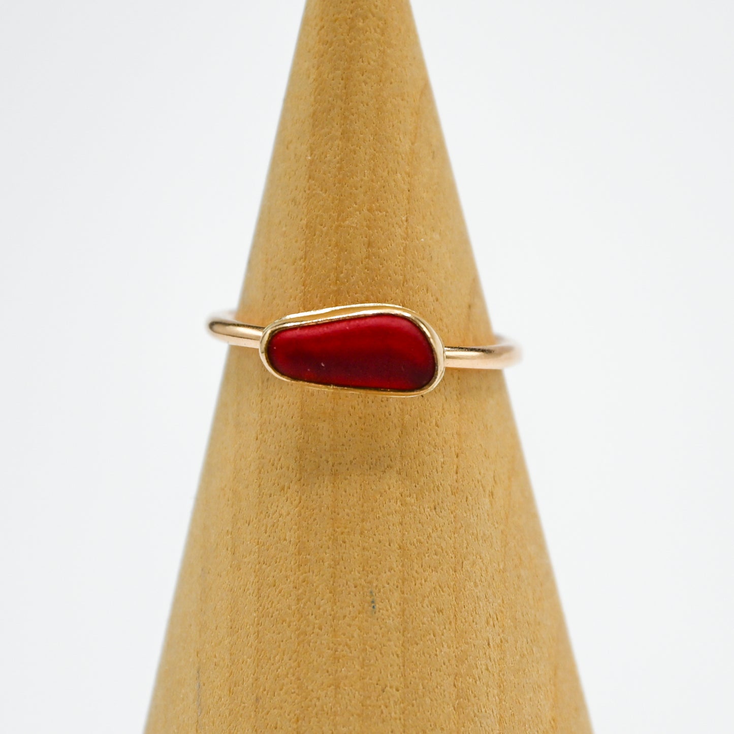 Gold fill red sea glass horizontal size 7.5
