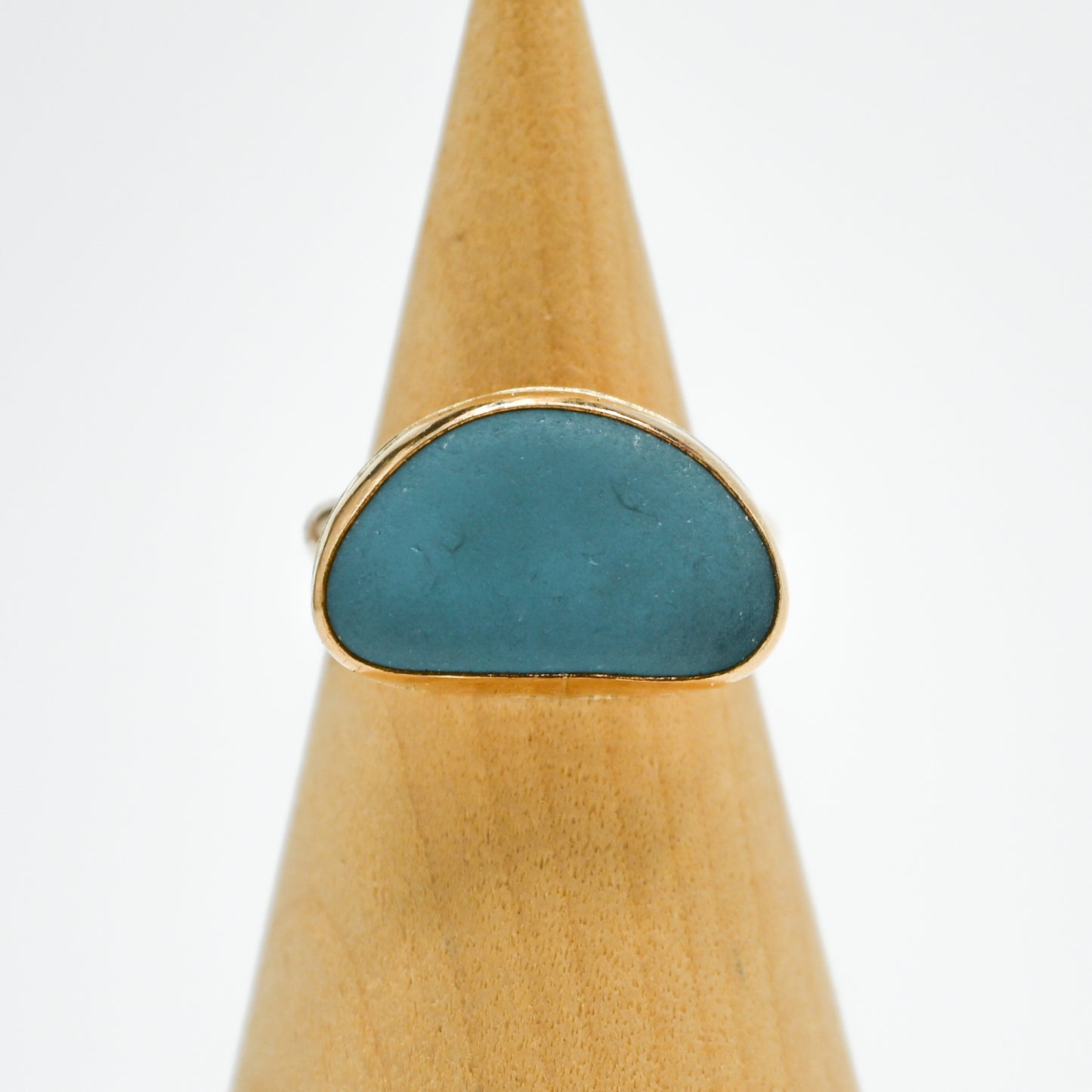 Gold fill xxl gray/cornflower sea glass size 7.5