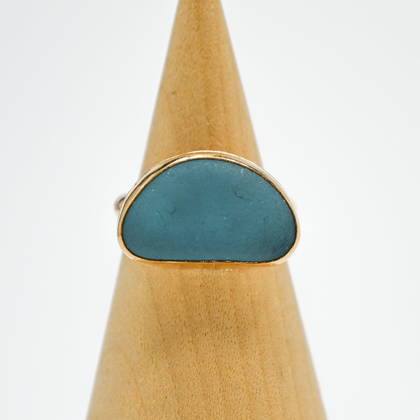 Gold fill xxl gray/cornflower sea glass size 7.5