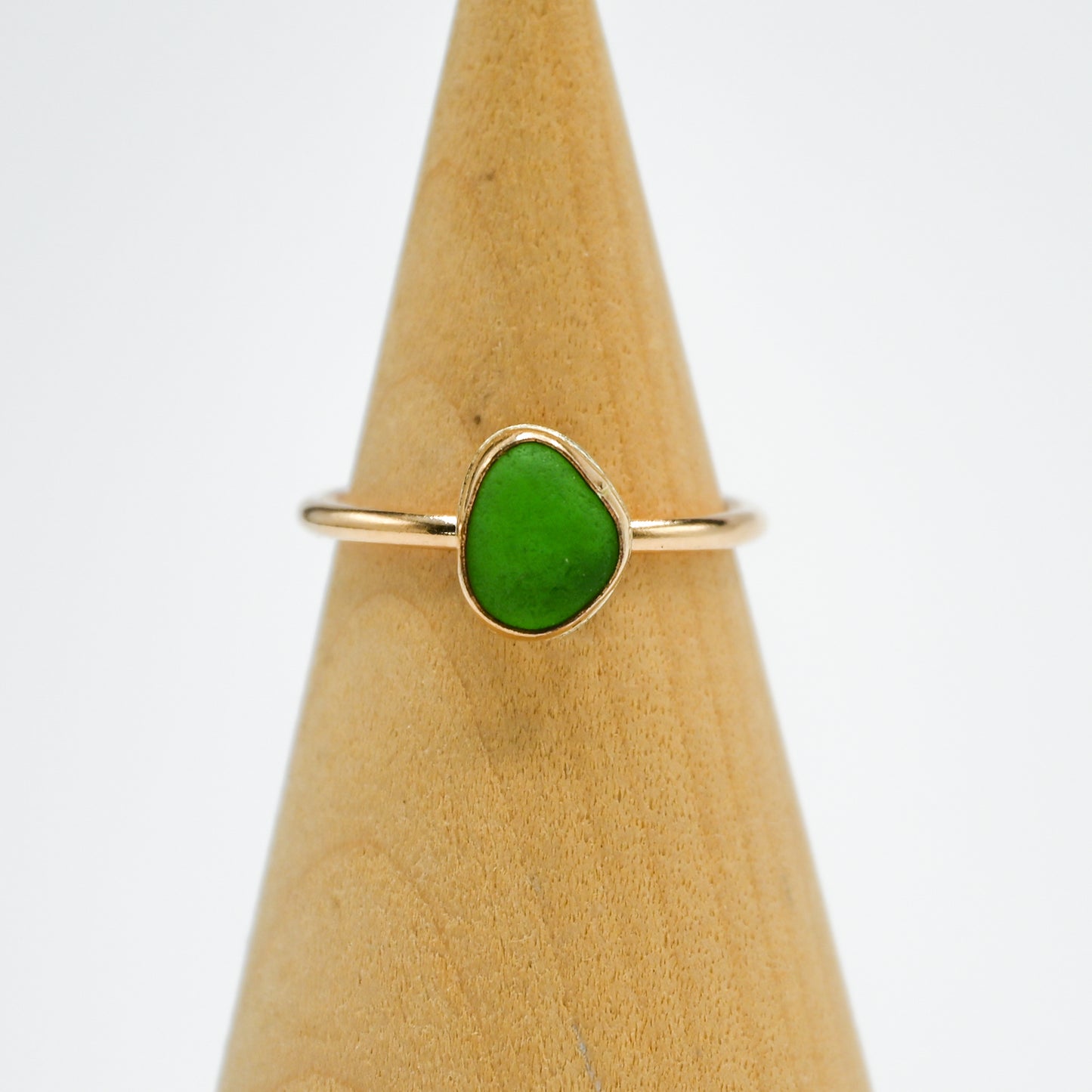 Gold fill green sea glass size 7.5
