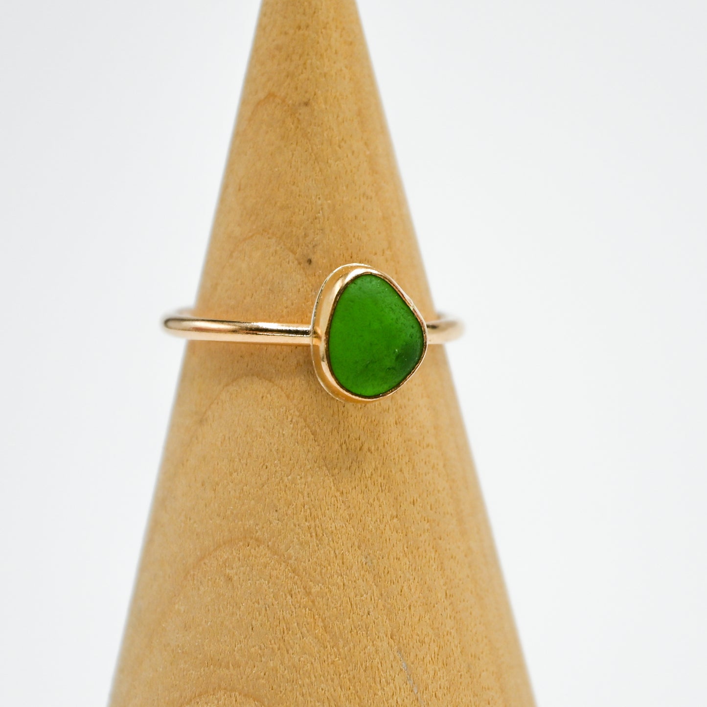 Gold fill green sea glass size 7.5