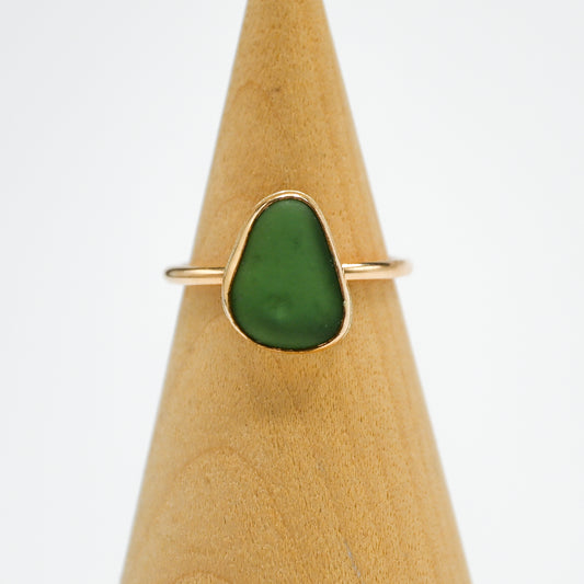 Gold fill olive sea glass size 7.5