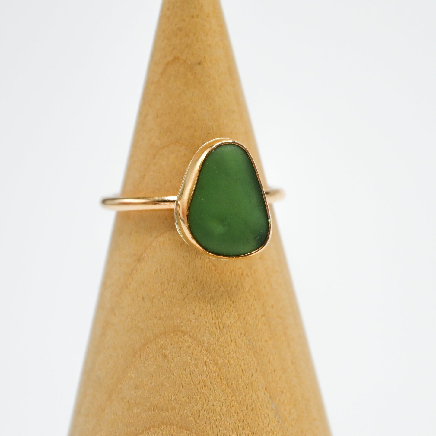 Gold fill olive sea glass size 7.5