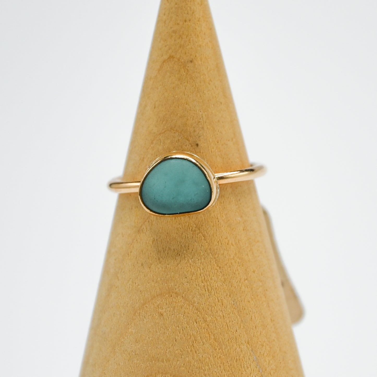 Gold fill aqua sea glass size 7.5