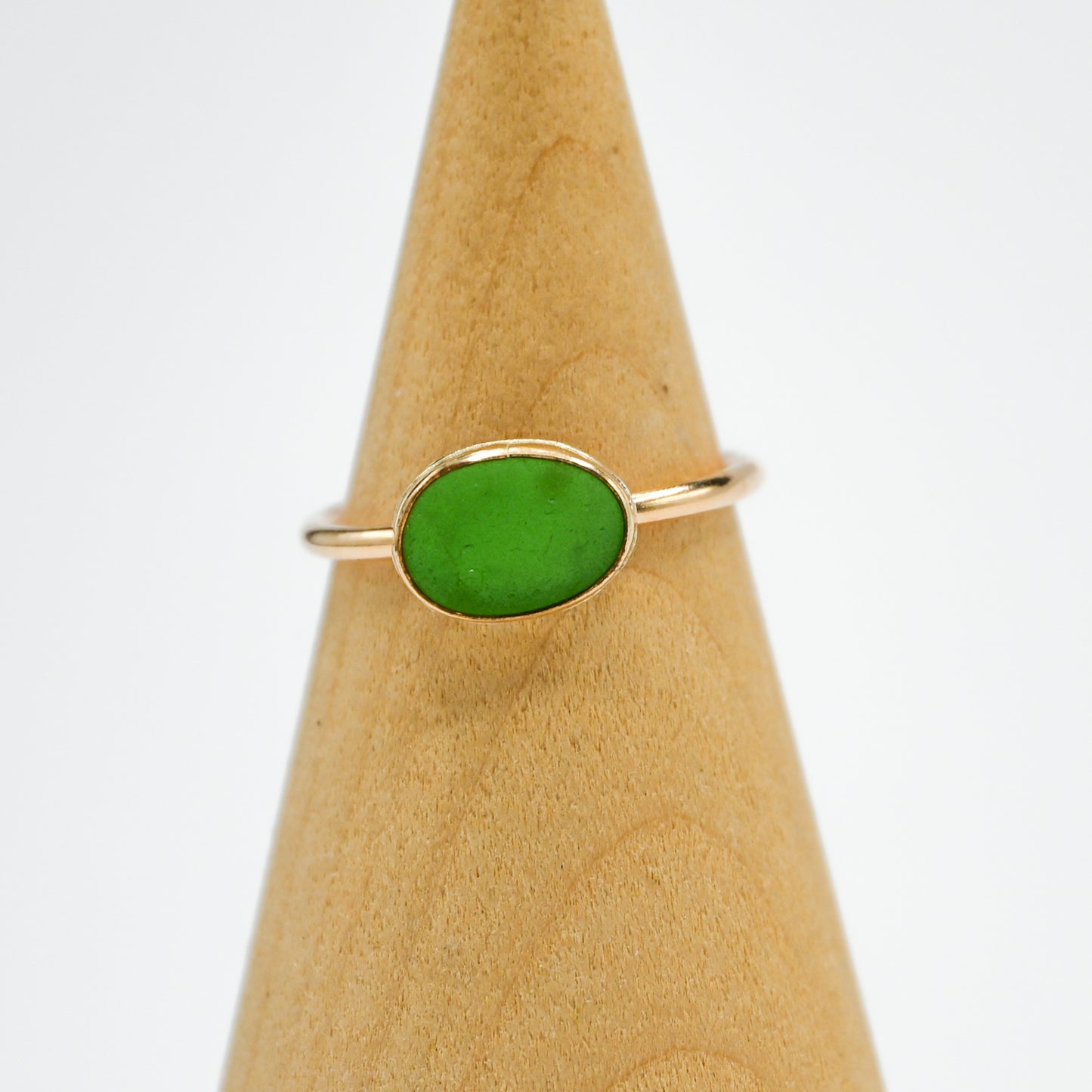 Gold fill horizontal green sea glass size 7.75