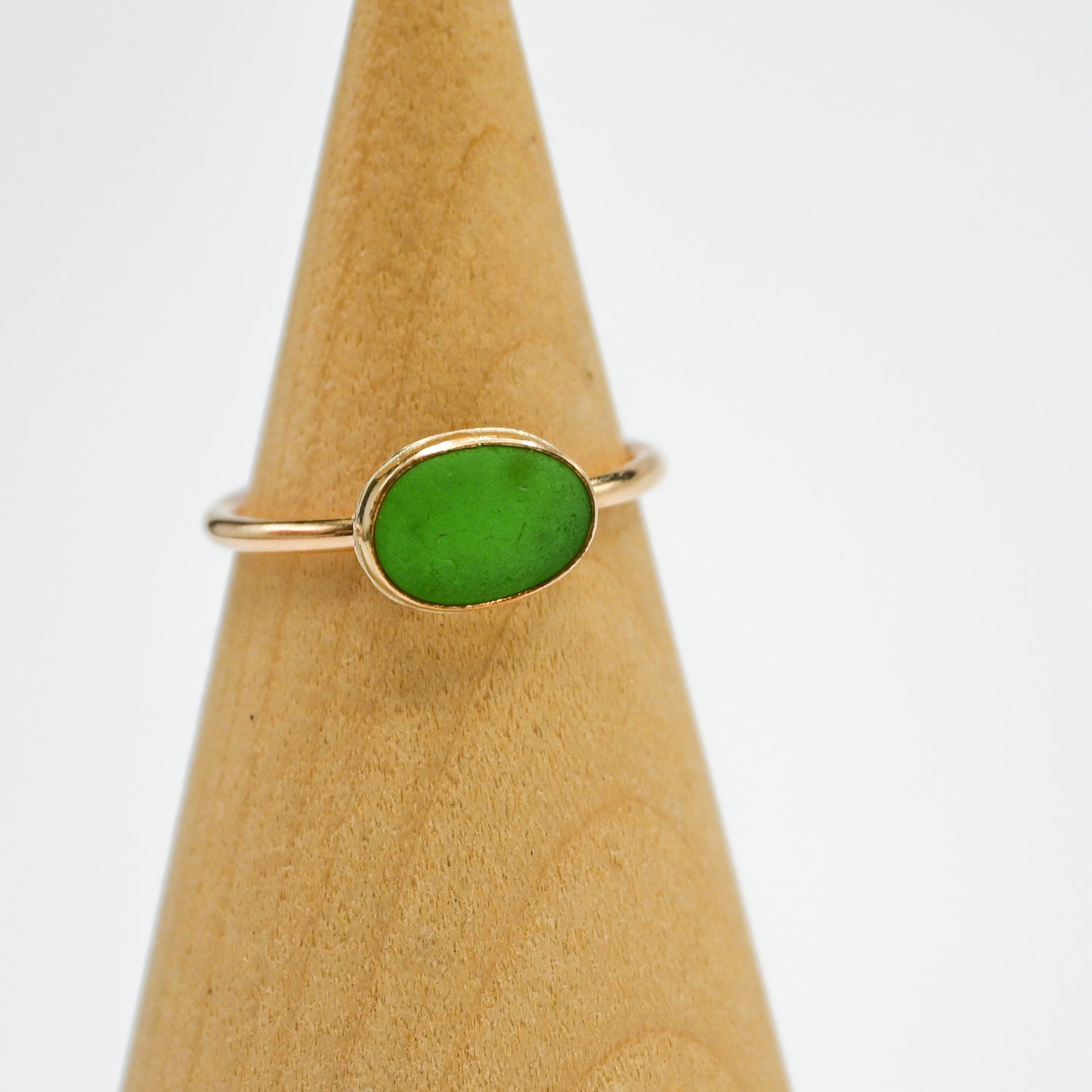 Gold fill horizontal green sea glass size 7.75