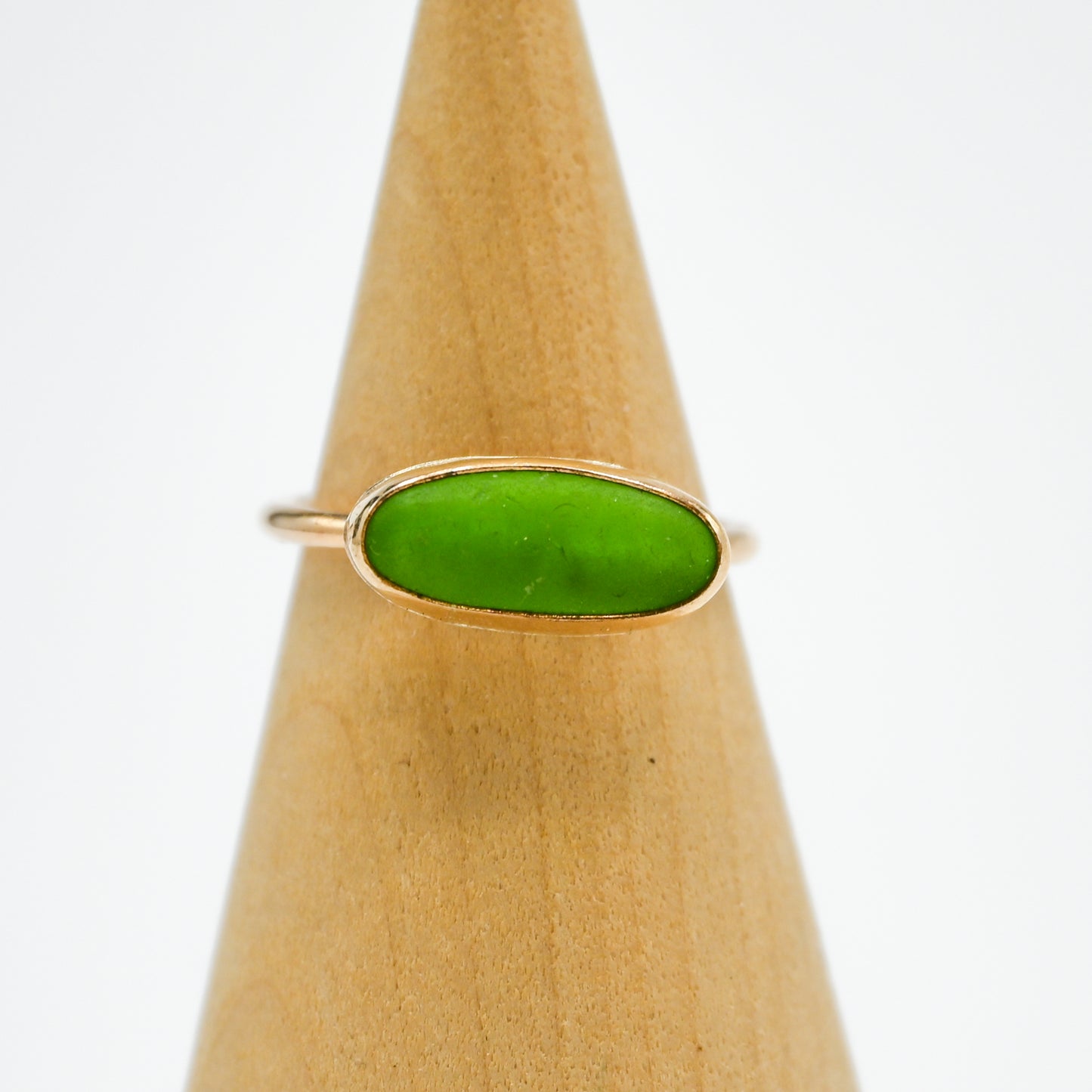 Gold fill horizontal lime sea glass size 8