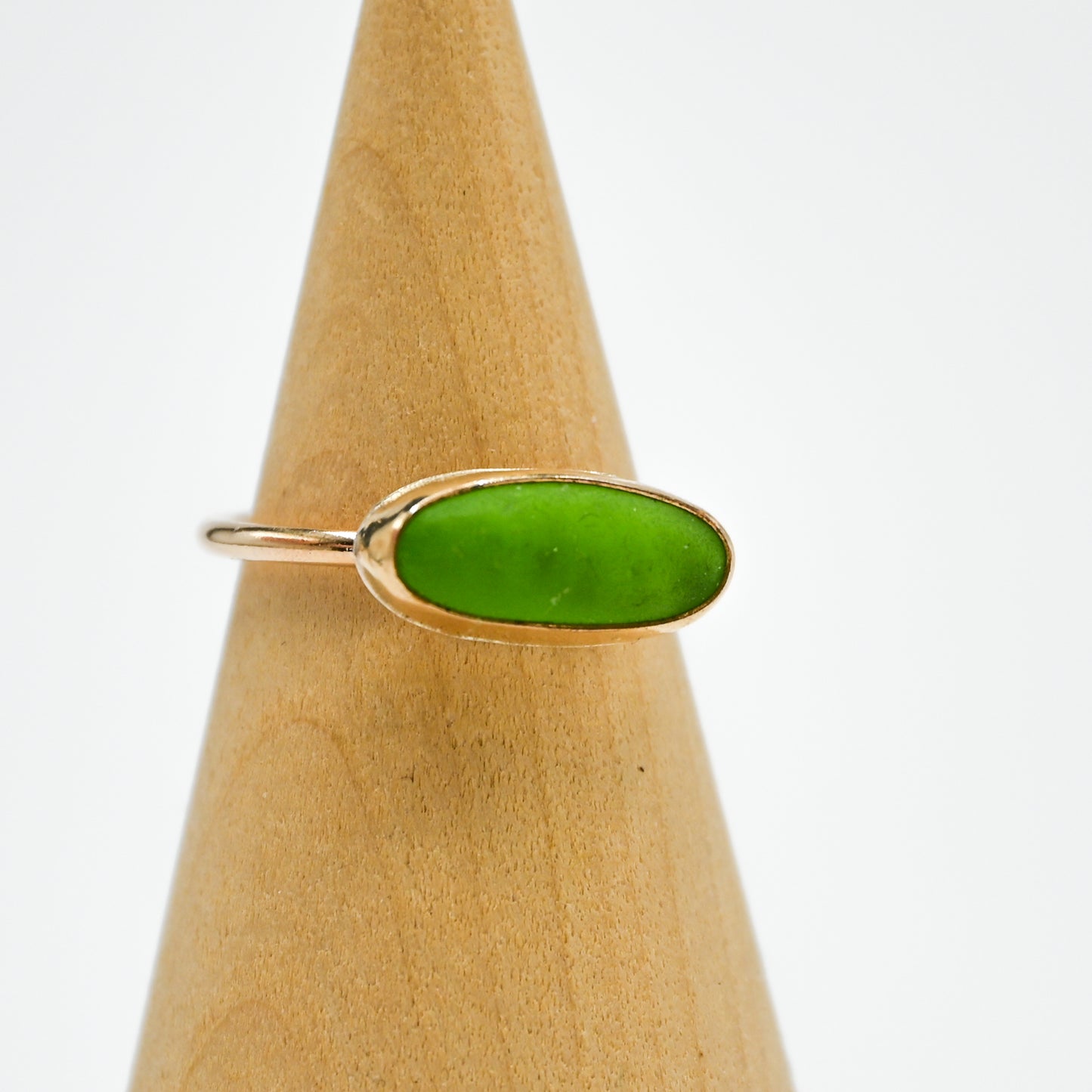Gold fill horizontal lime sea glass size 8