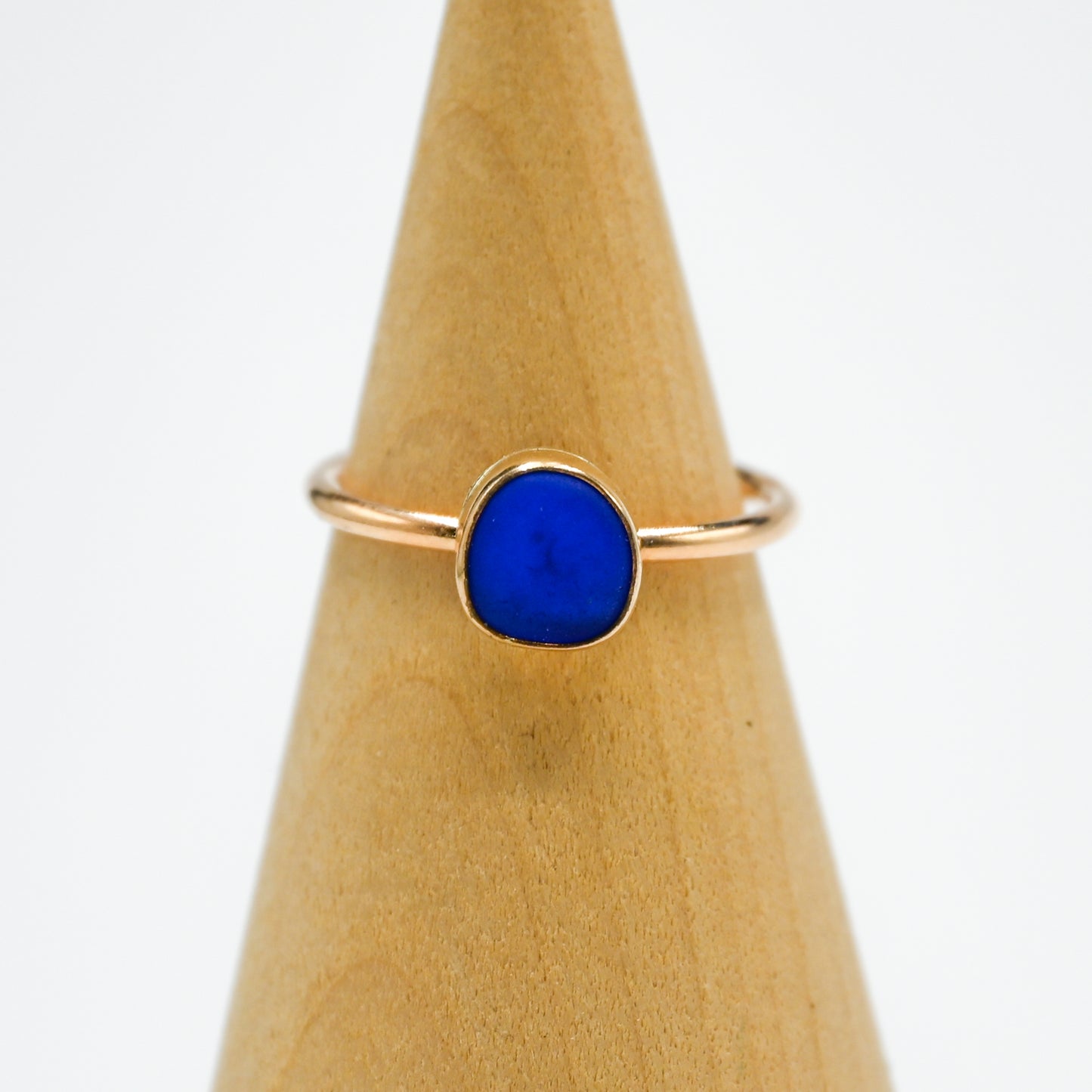 Gold fill cobalt sea glass size 8