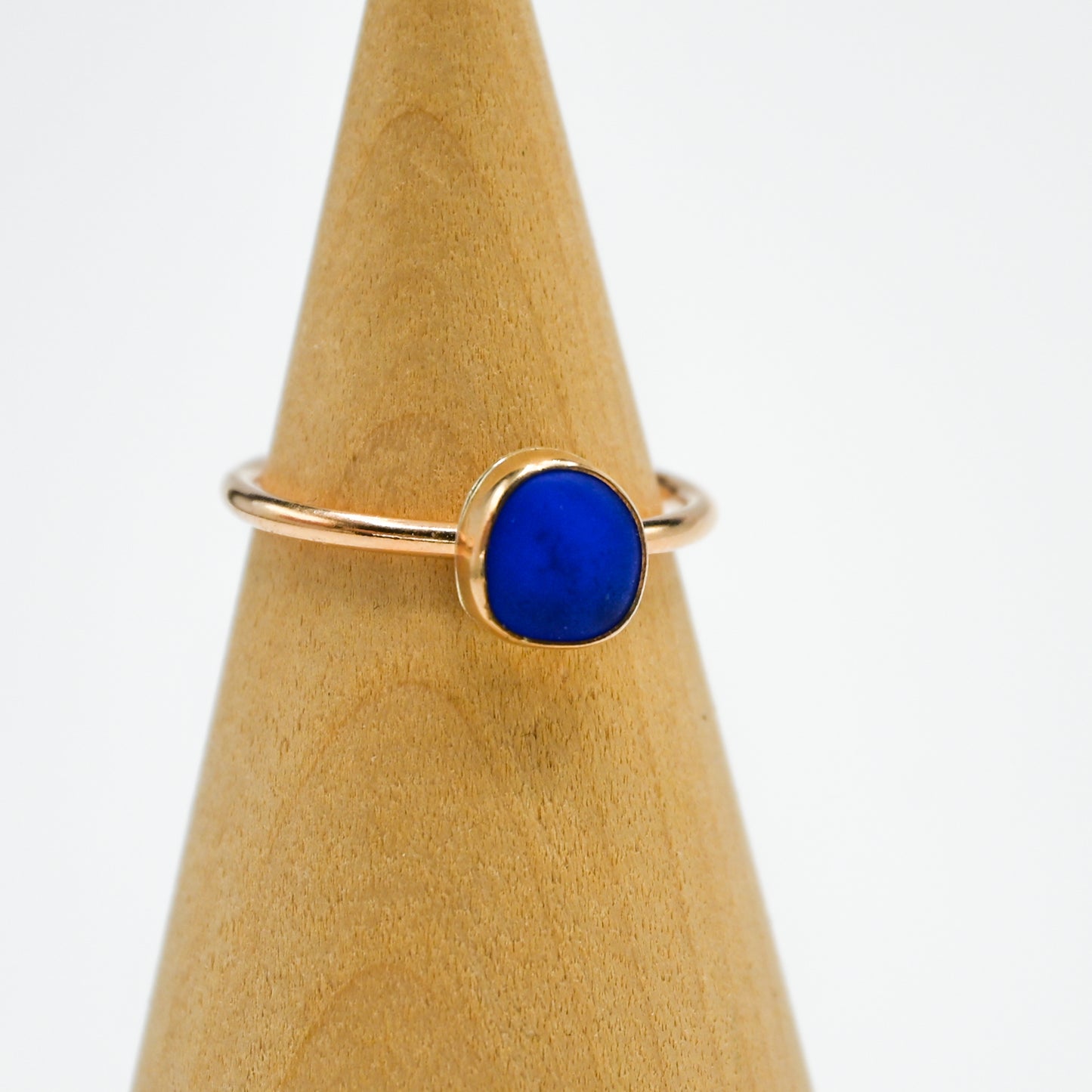 Gold fill cobalt sea glass size 8