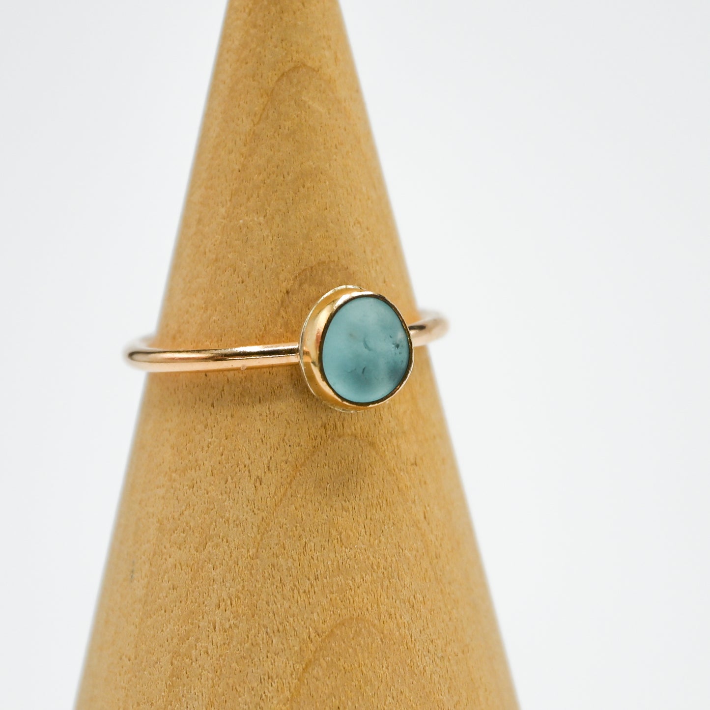Gold fill aqua sea glass size 8.5