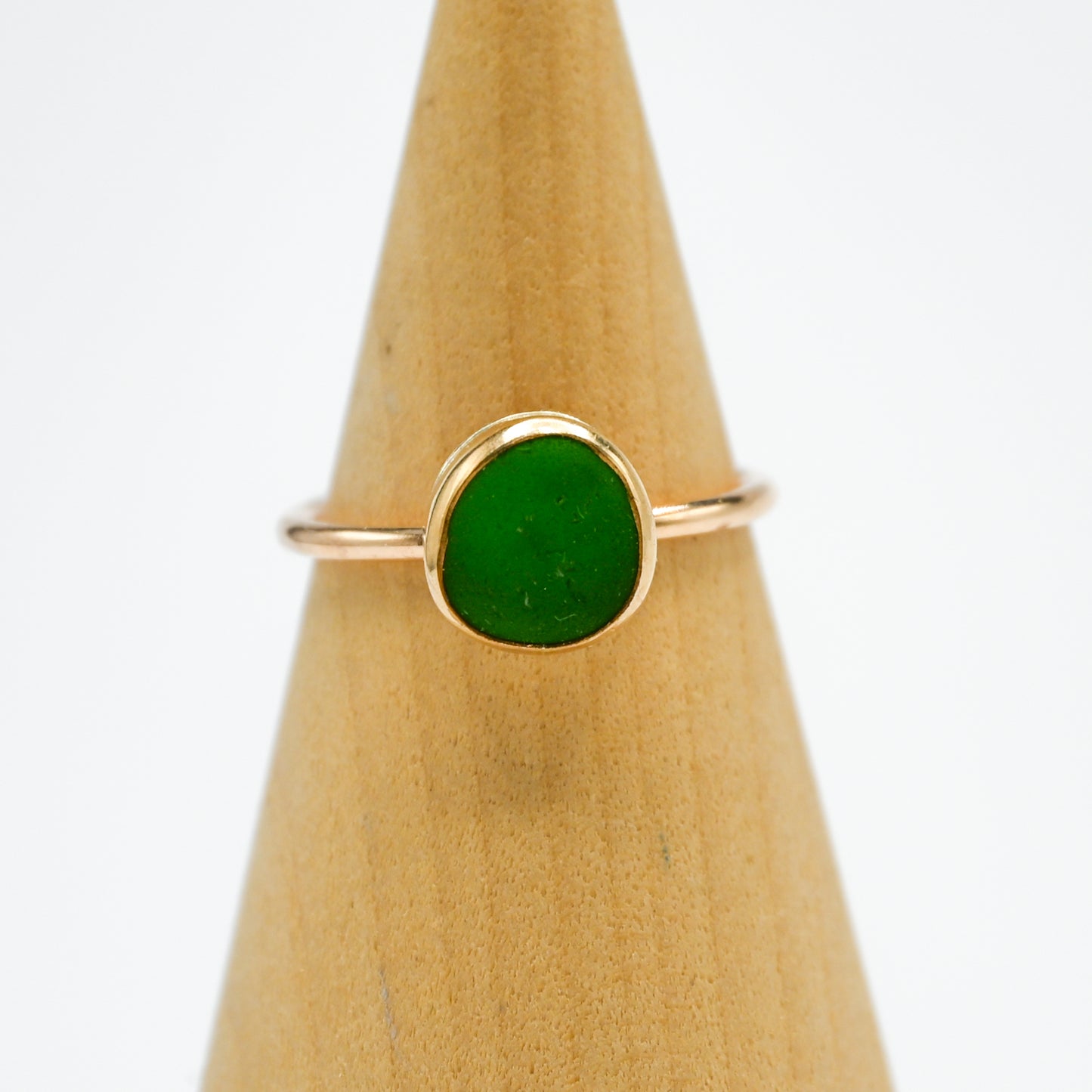 Gold fill dark olive sea glass size 8.75