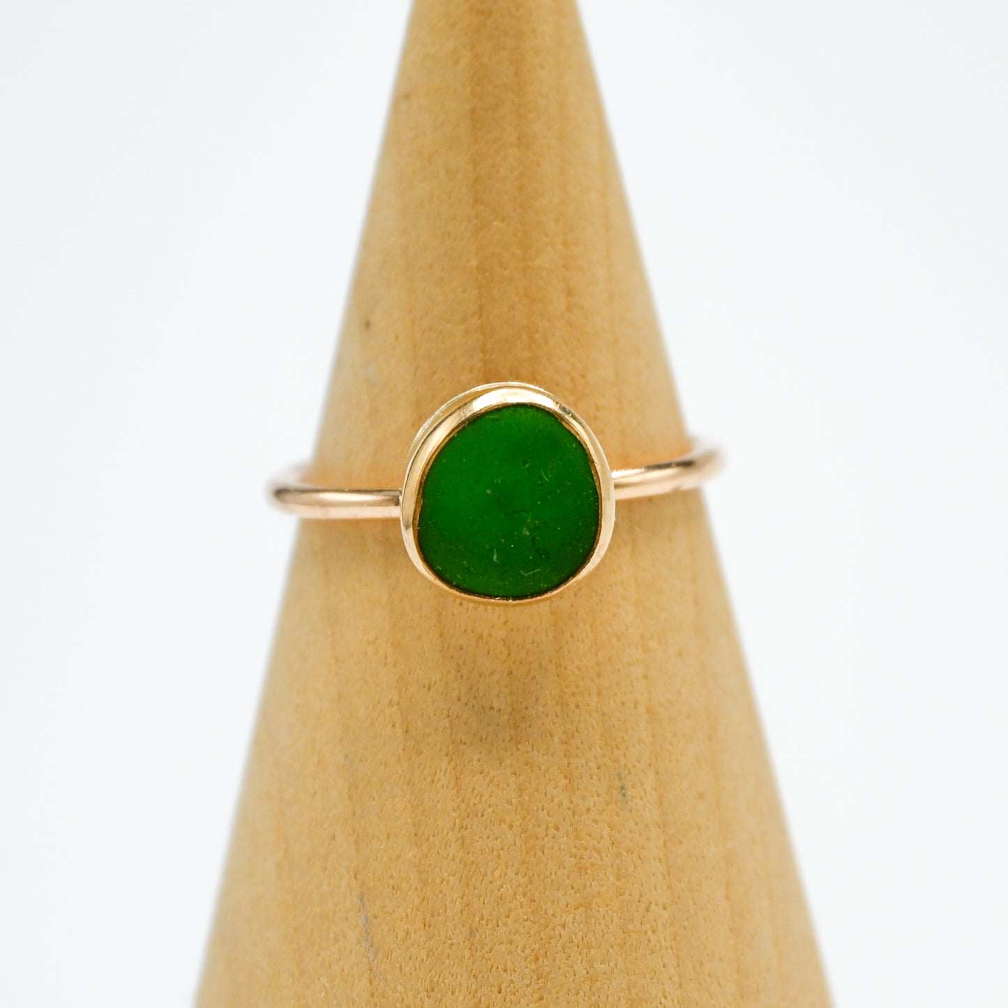 Gold fill dark olive sea glass size 8.75