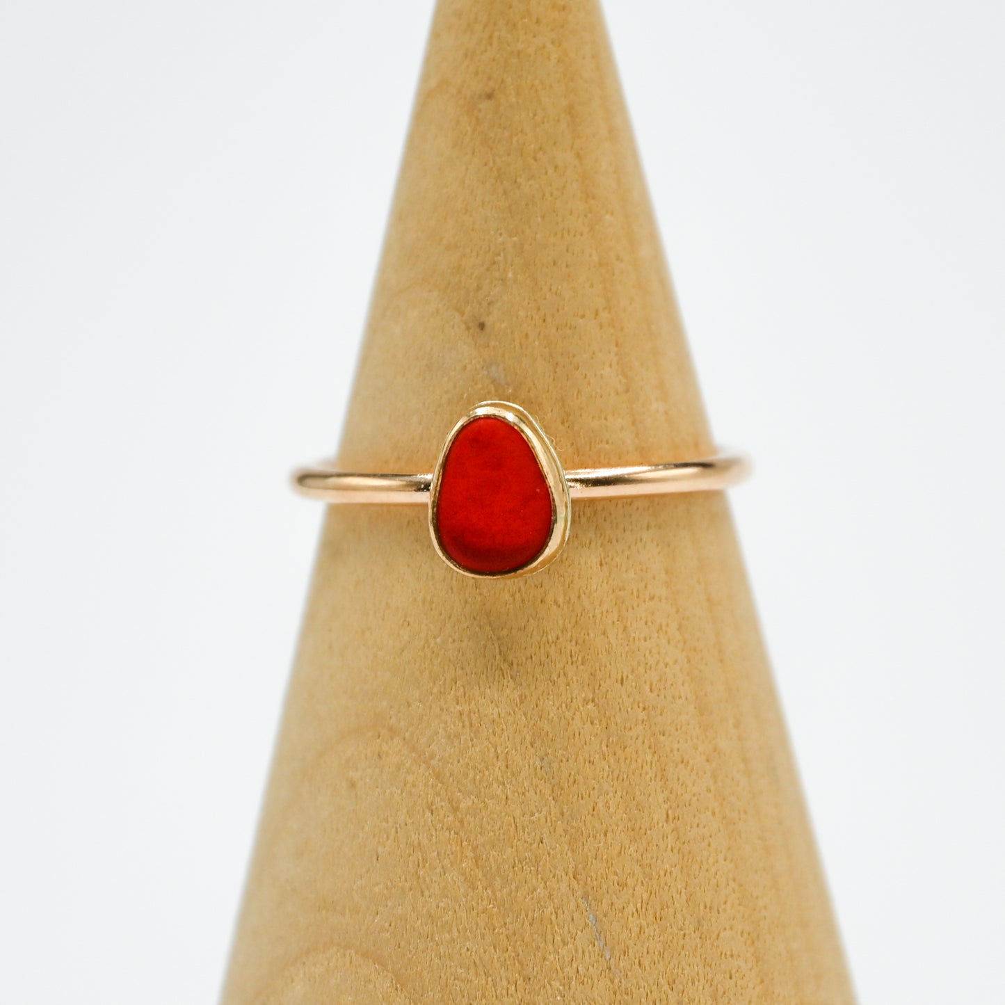 Gold fill rare bright red sea glass size 9