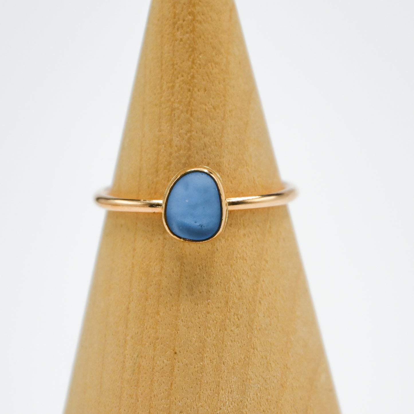 Gold fill cornflower sea glass size 10.5