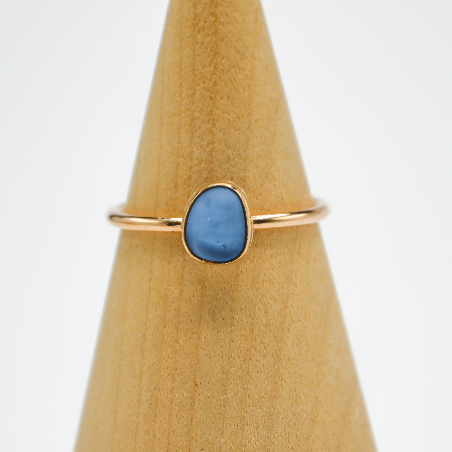 Gold fill cornflower sea glass size 10.5