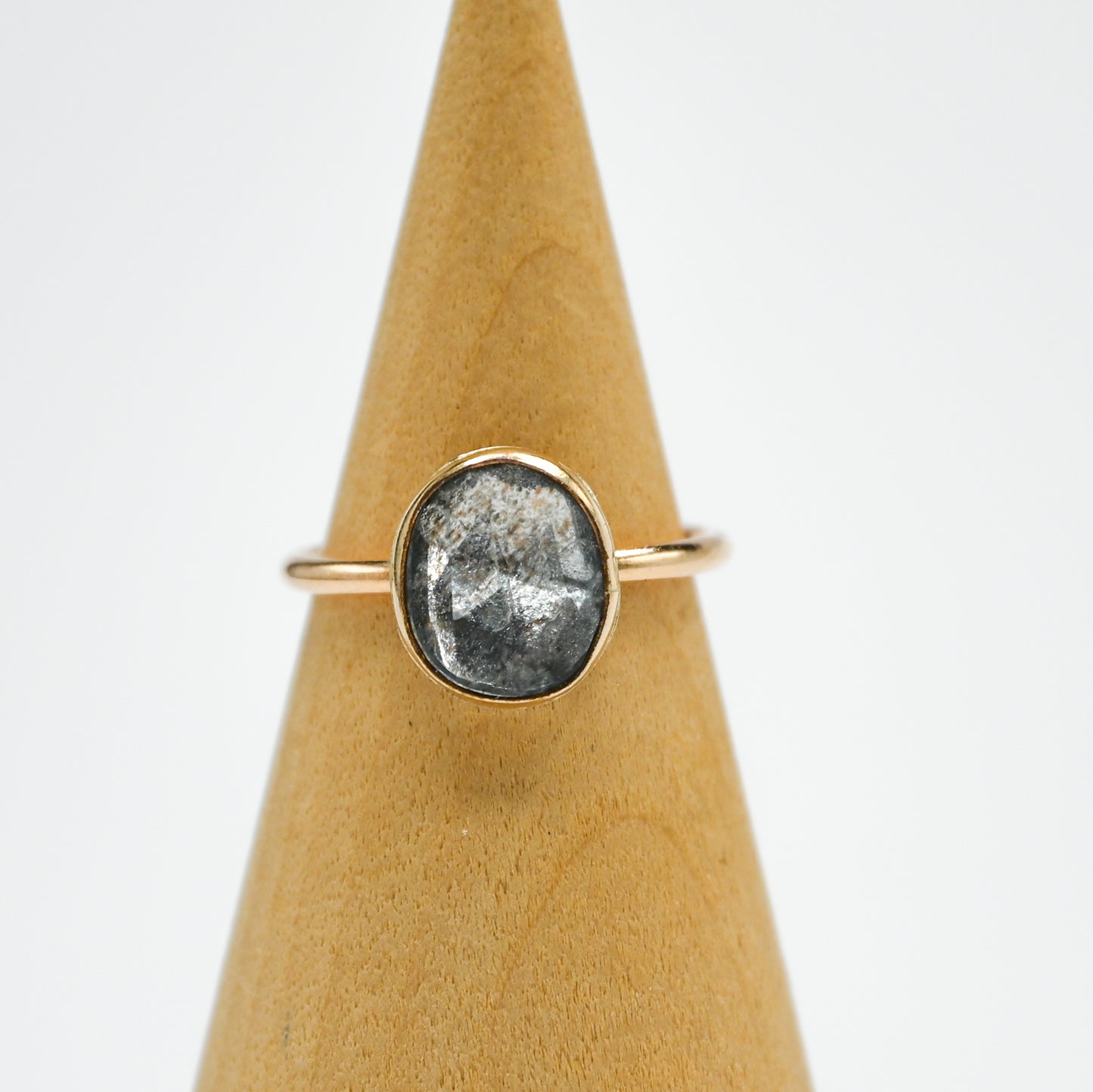 Gold fill rose cut moss aquamarine size 5.75