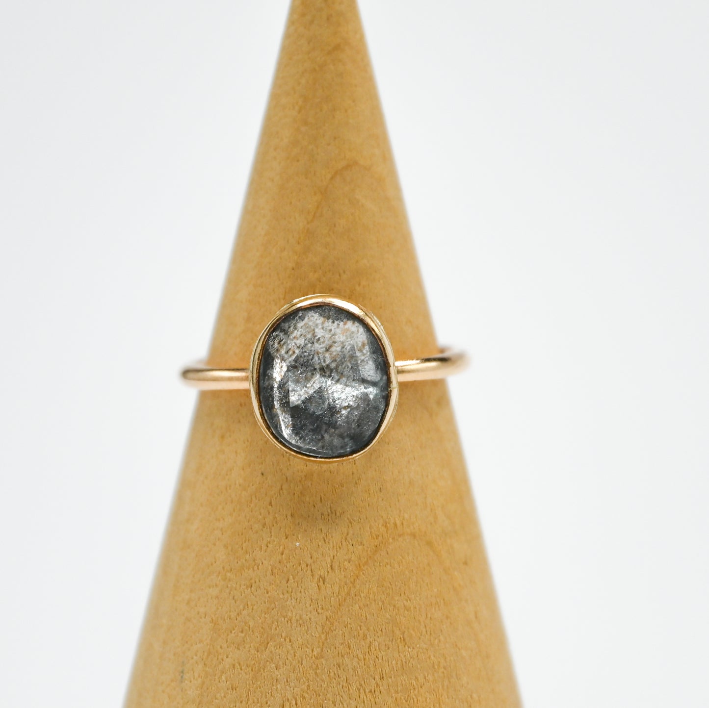 Gold fill rose cut moss aquamarine size 5.75