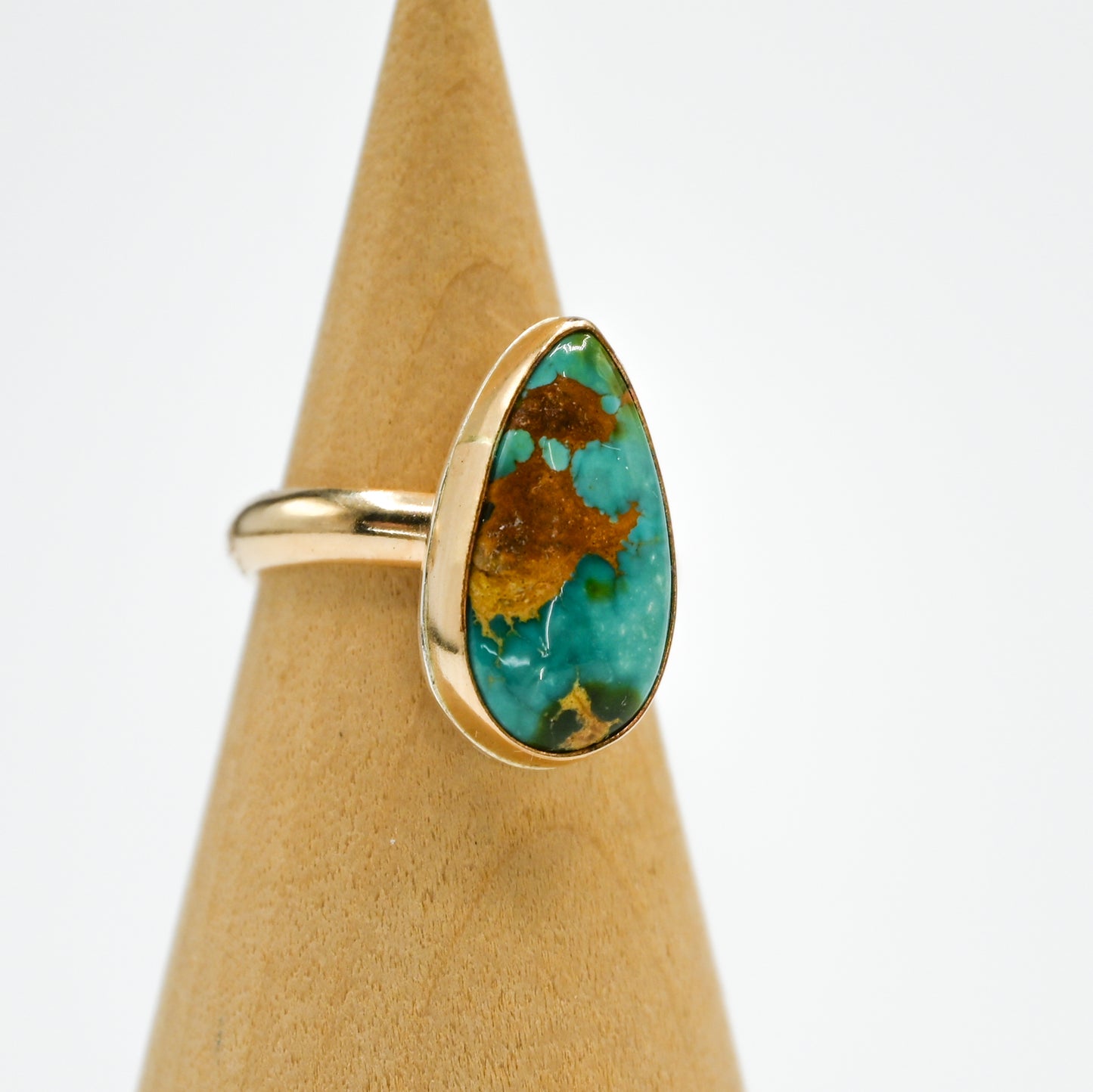 Gold fill xl emerald valley turquoise size 6