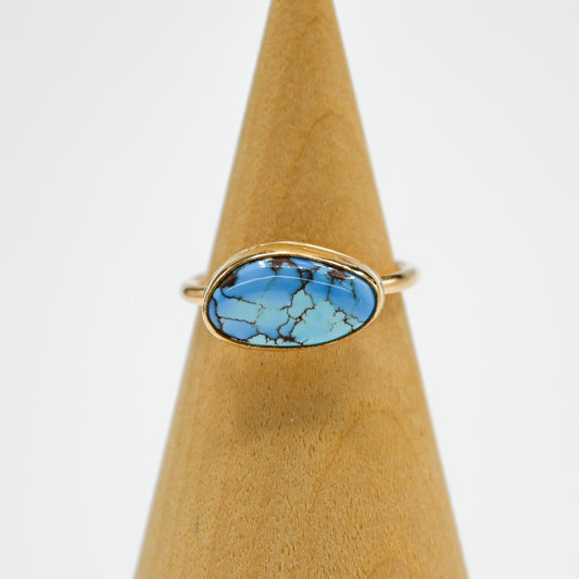 Gold fill horizontal golden hills lavender turquoise size 6