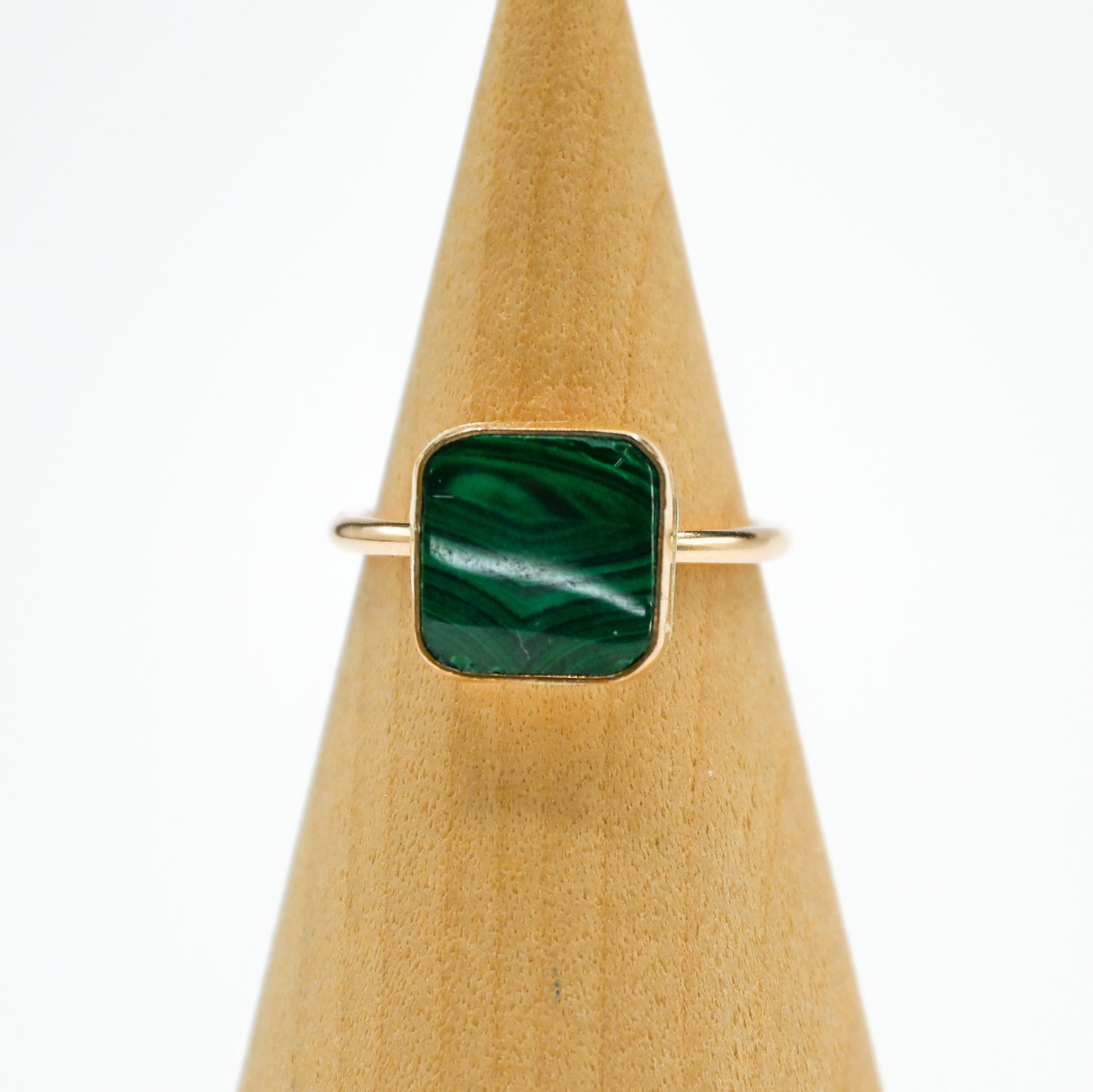 Gold fill square malachite size 6.25