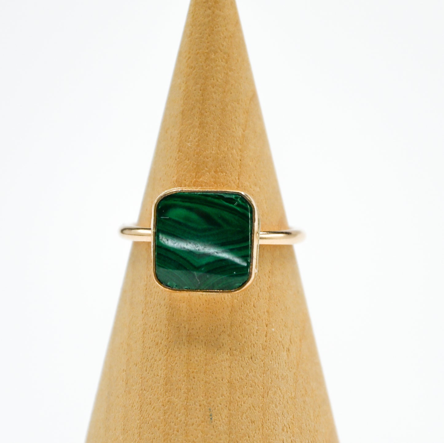 Gold fill square malachite size 6.25