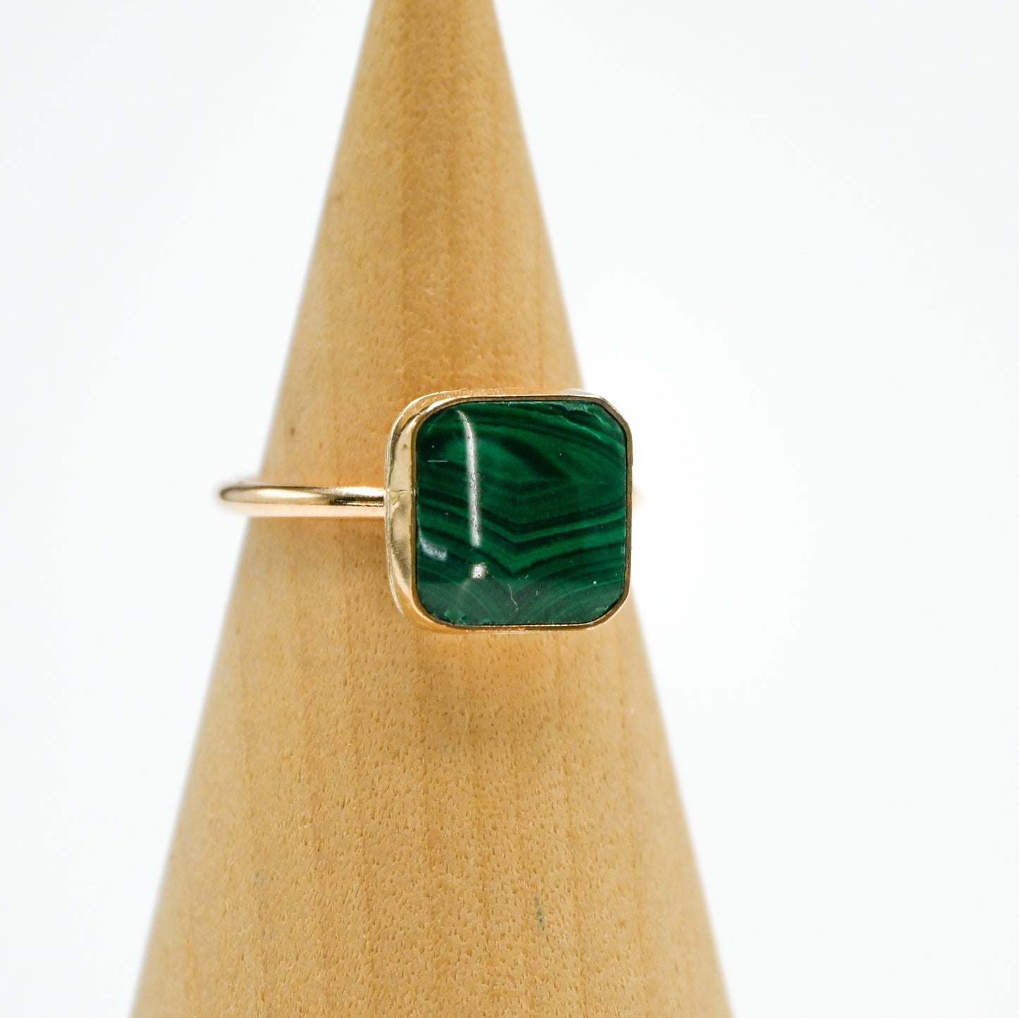 Gold fill square malachite size 6.25
