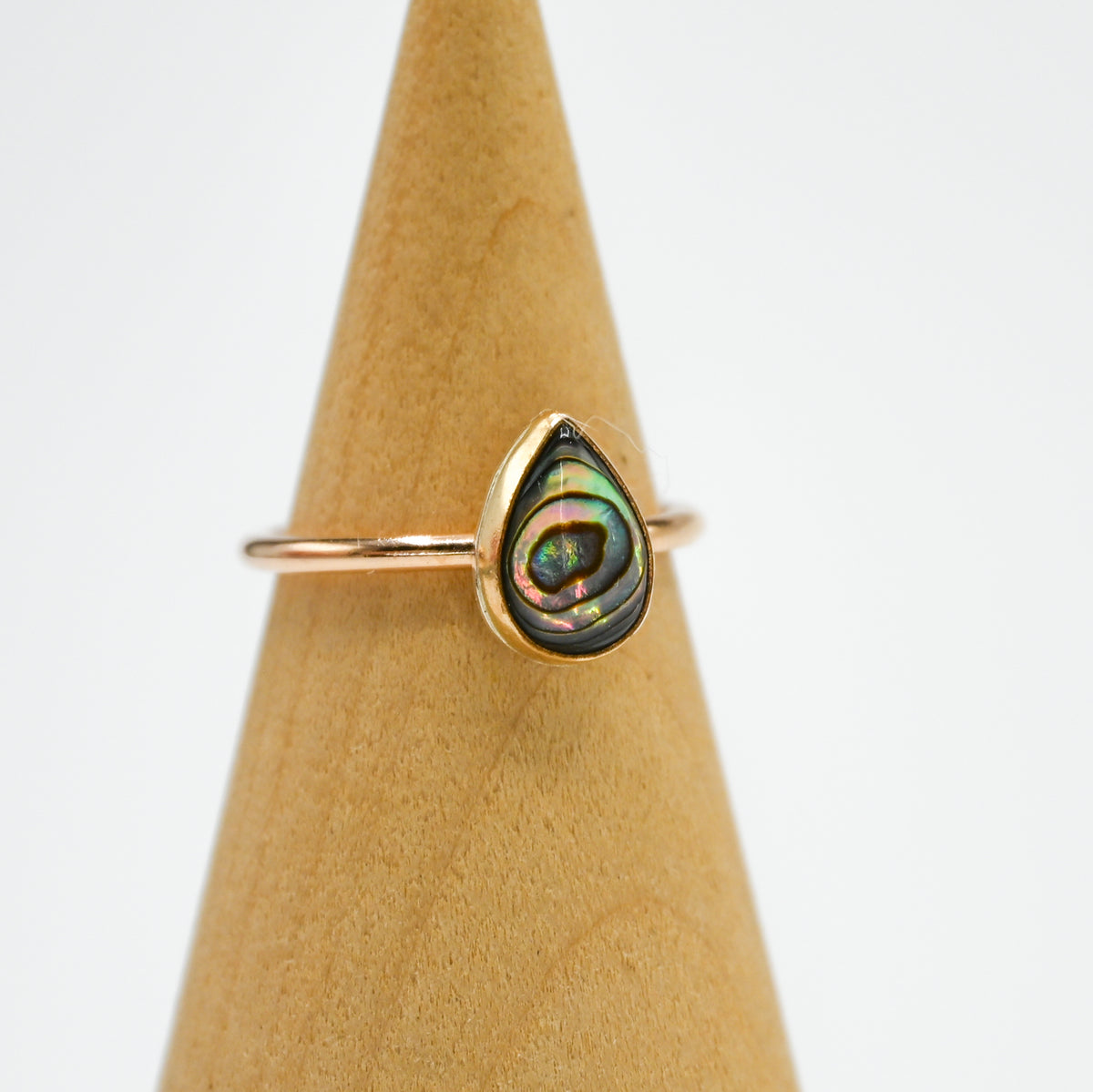 Gold fill pear abalone size 6.75