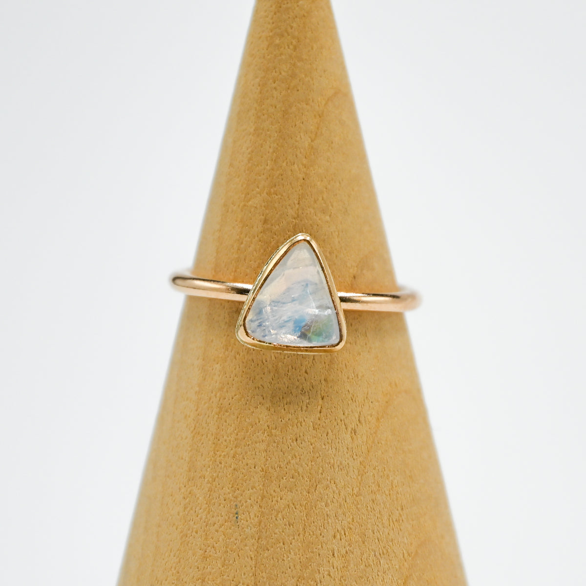 Gold fill rose cut triangle moonstone size 7