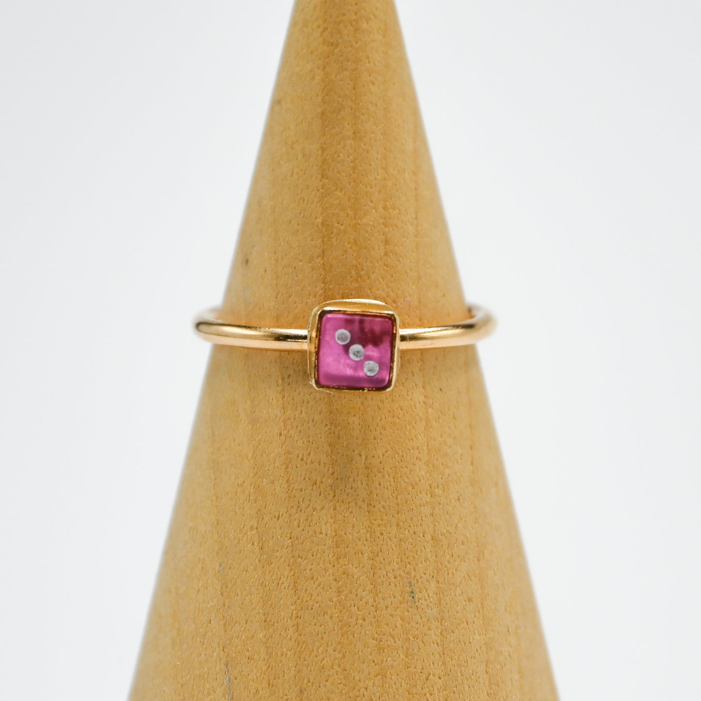 Gold fill pink dice size 7