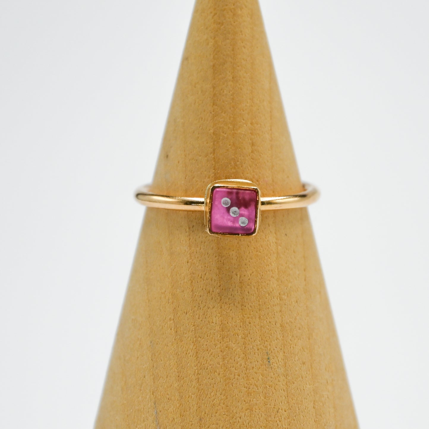 Gold fill pink dice size 7