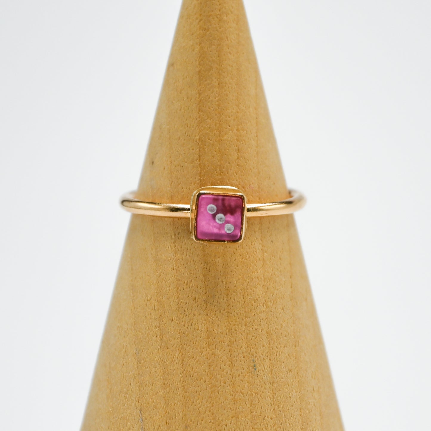 Gold fill pink dice size 7