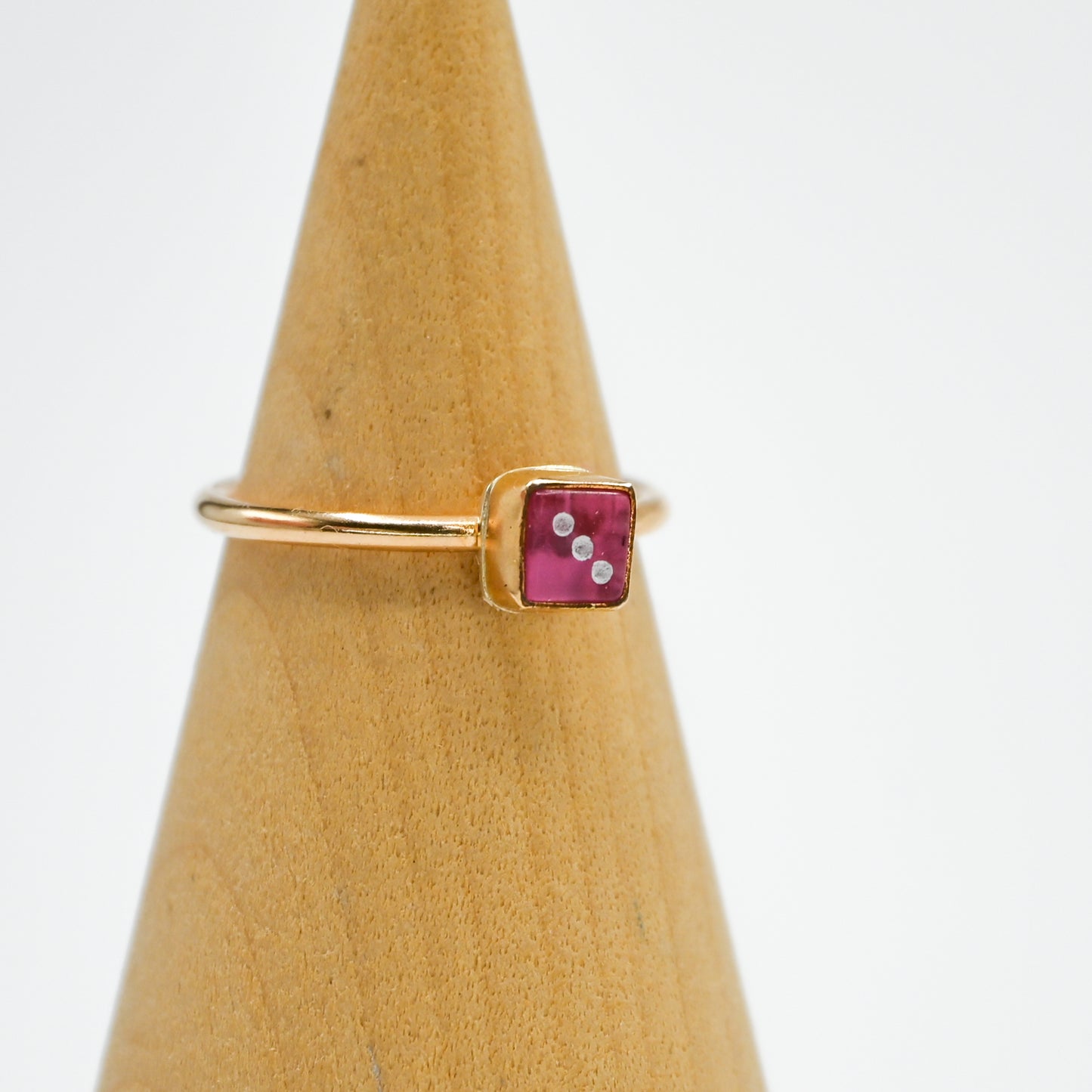 Gold fill pink dice size 7