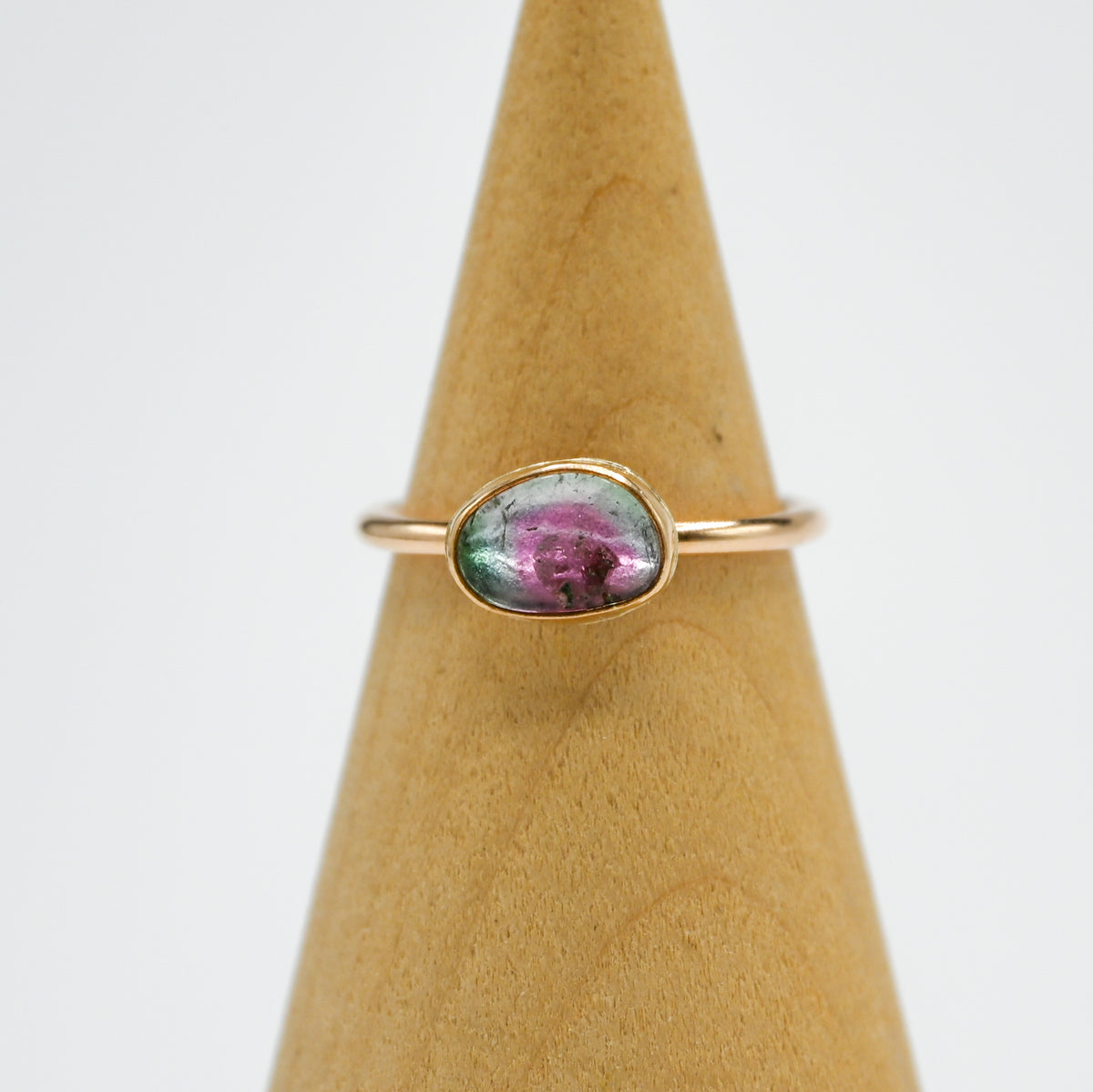 Gold fill watermelon tourmaline slice size 7
