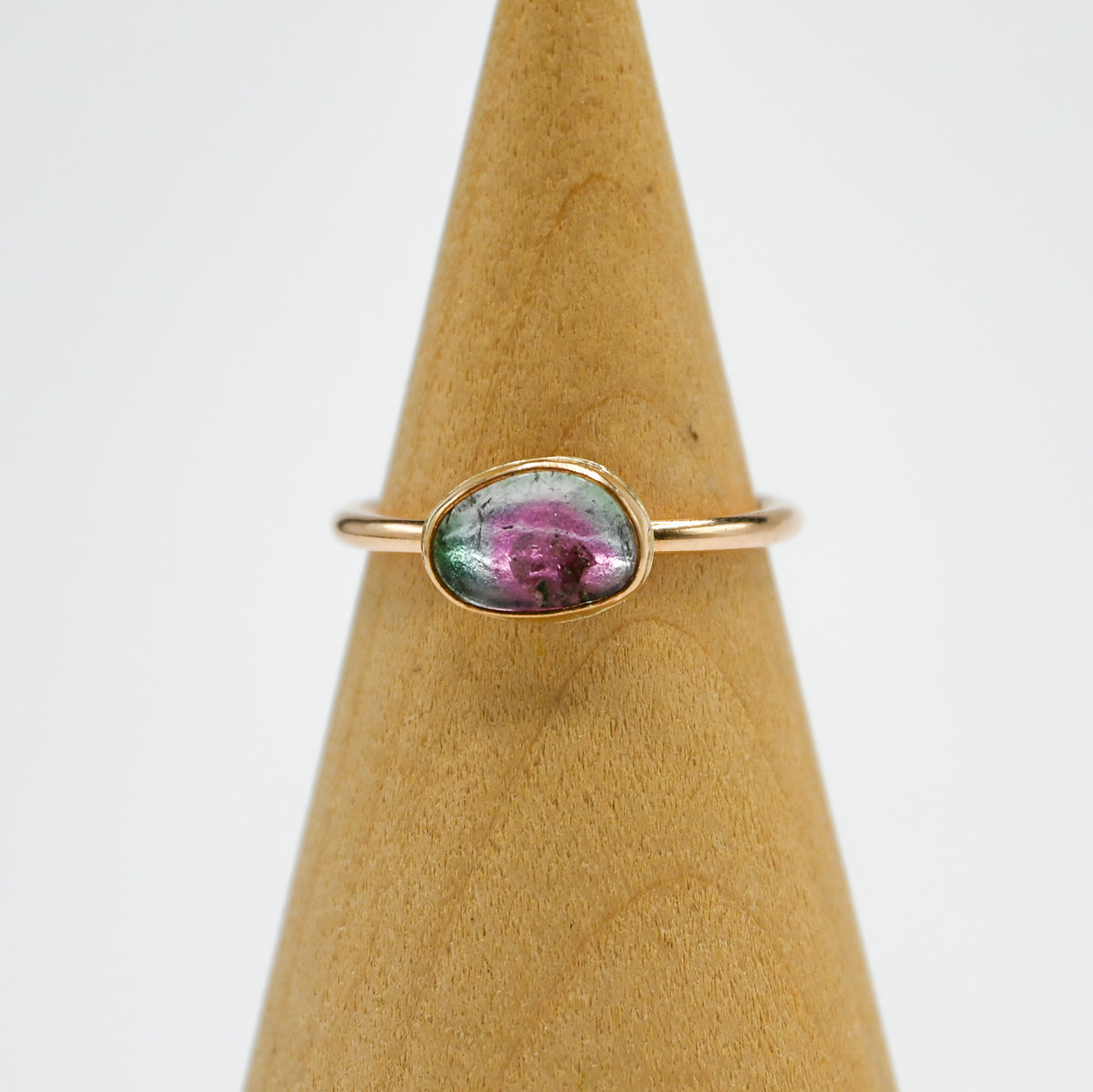 Gold fill watermelon tourmaline slice size 7