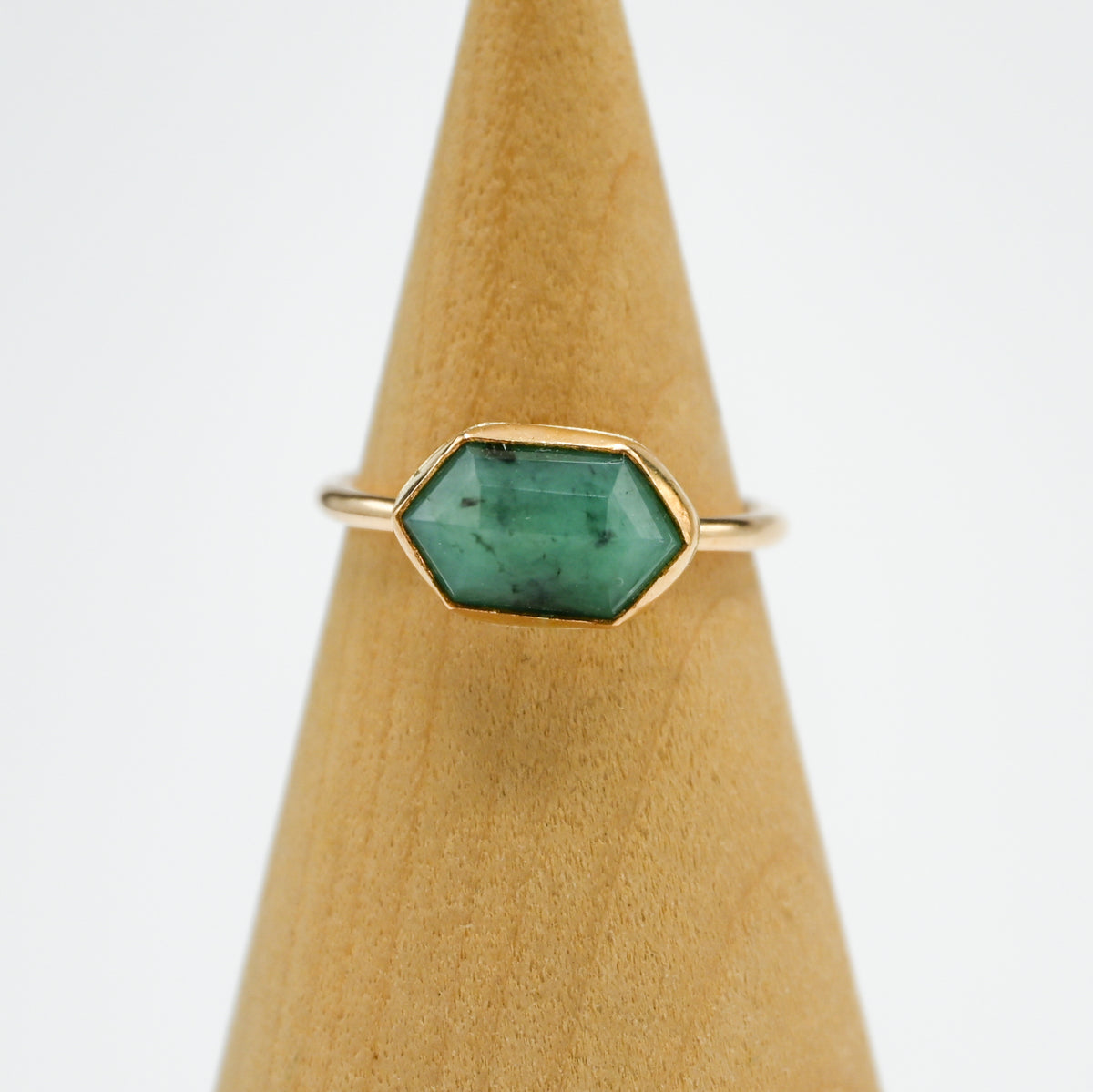 Gold fill horizontal rose cut emerald size 7