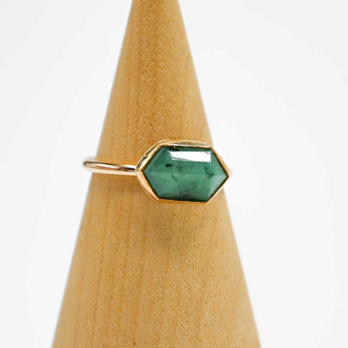 Gold fill horizontal rose cut emerald size 7