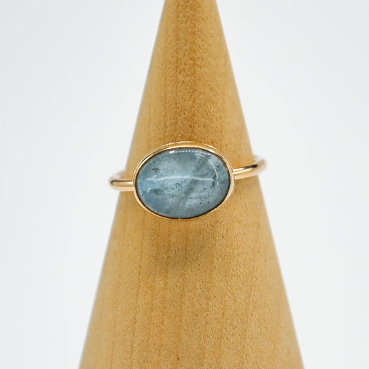 Gold fill horizontal aquamarine size 7