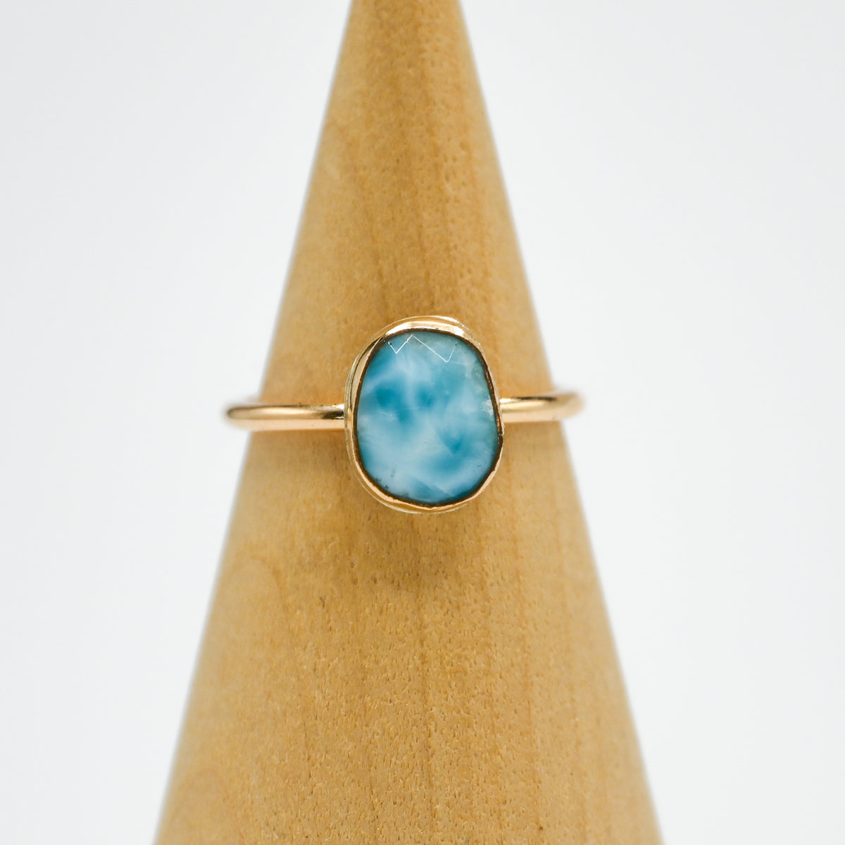 Gold fill rose cut larimar size 7