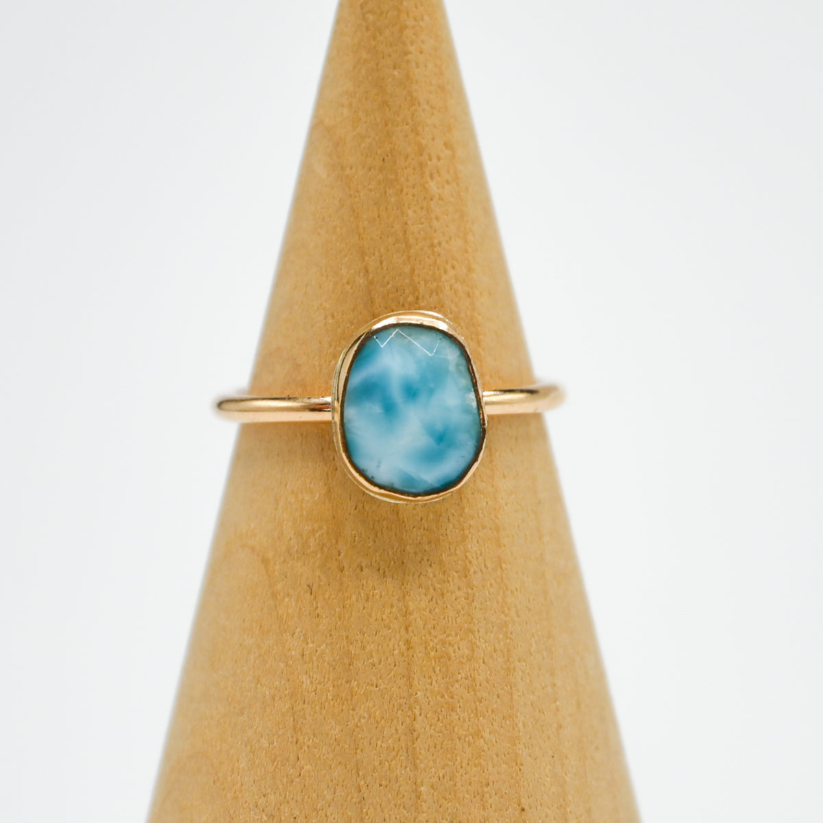 Gold fill rose cut larimar size 7