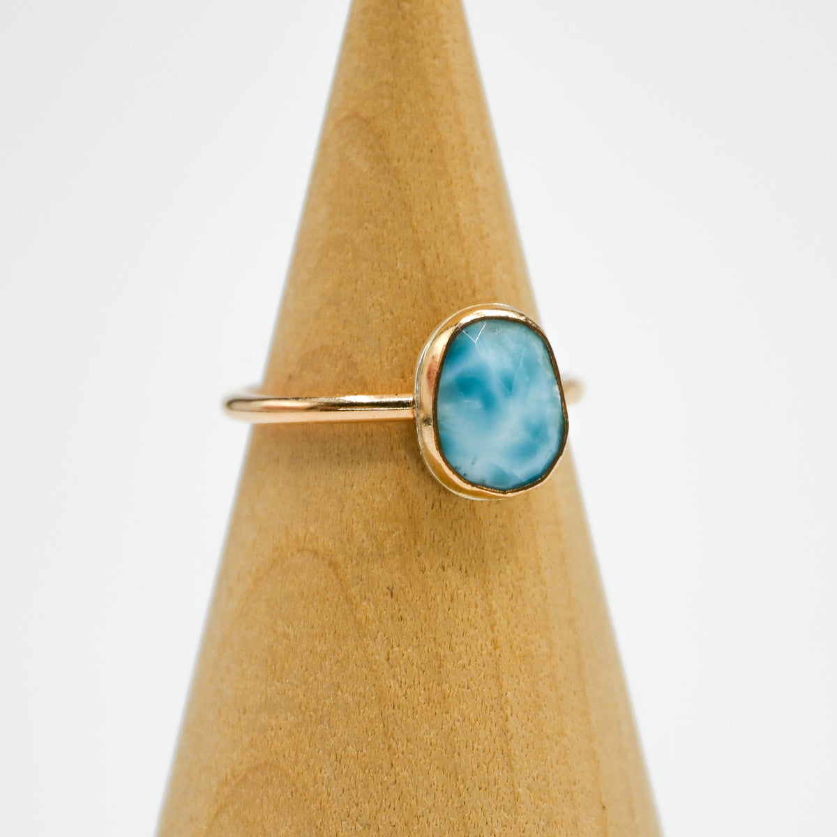 Gold fill rose cut larimar size 7