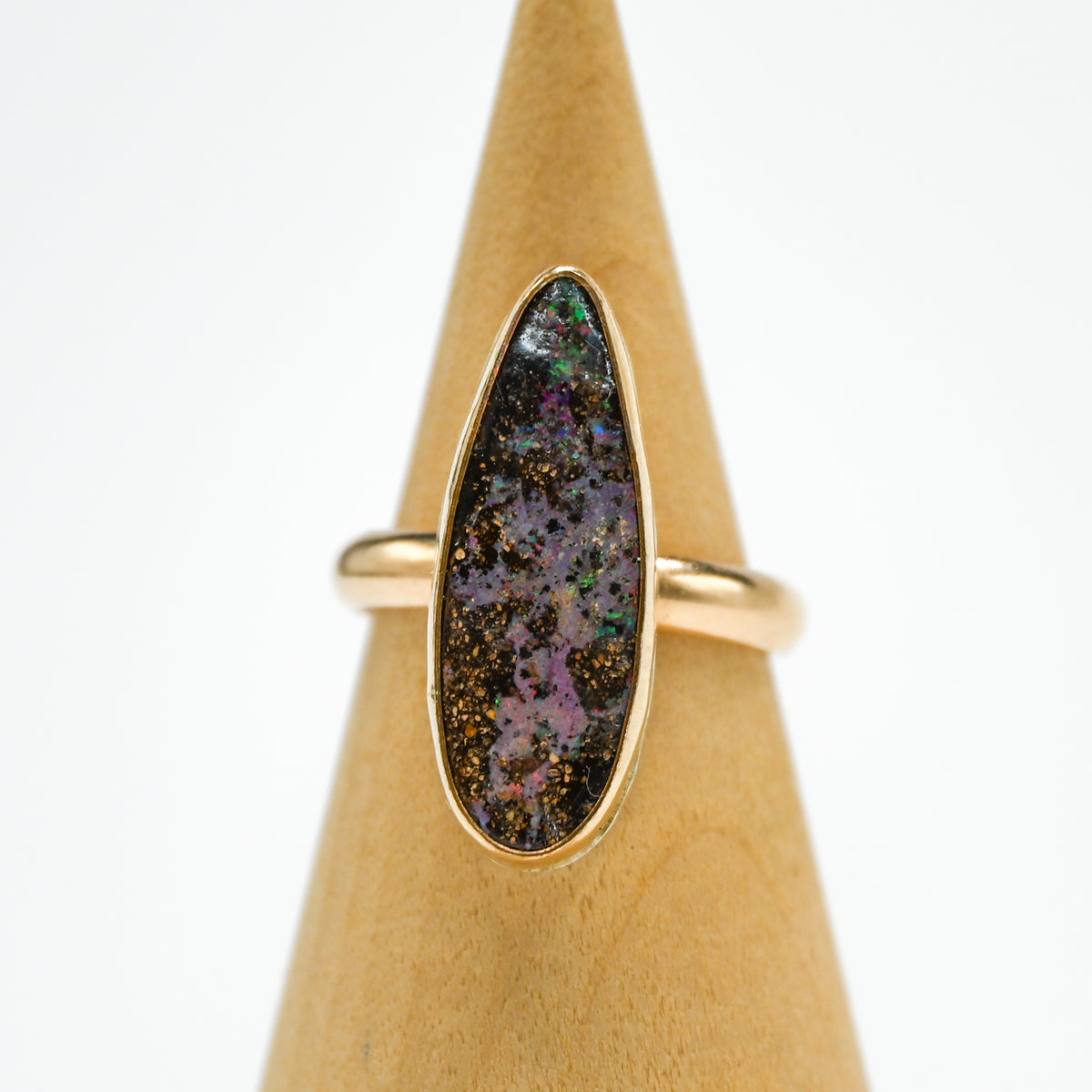 Gold fill xxl Australian boulder opal size 7